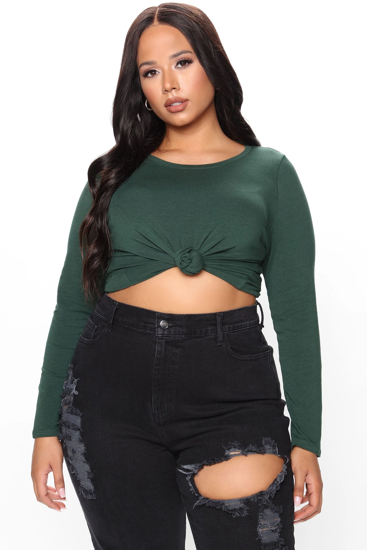 Julia Long Sleeve Top - Hunter — Verde-escuro