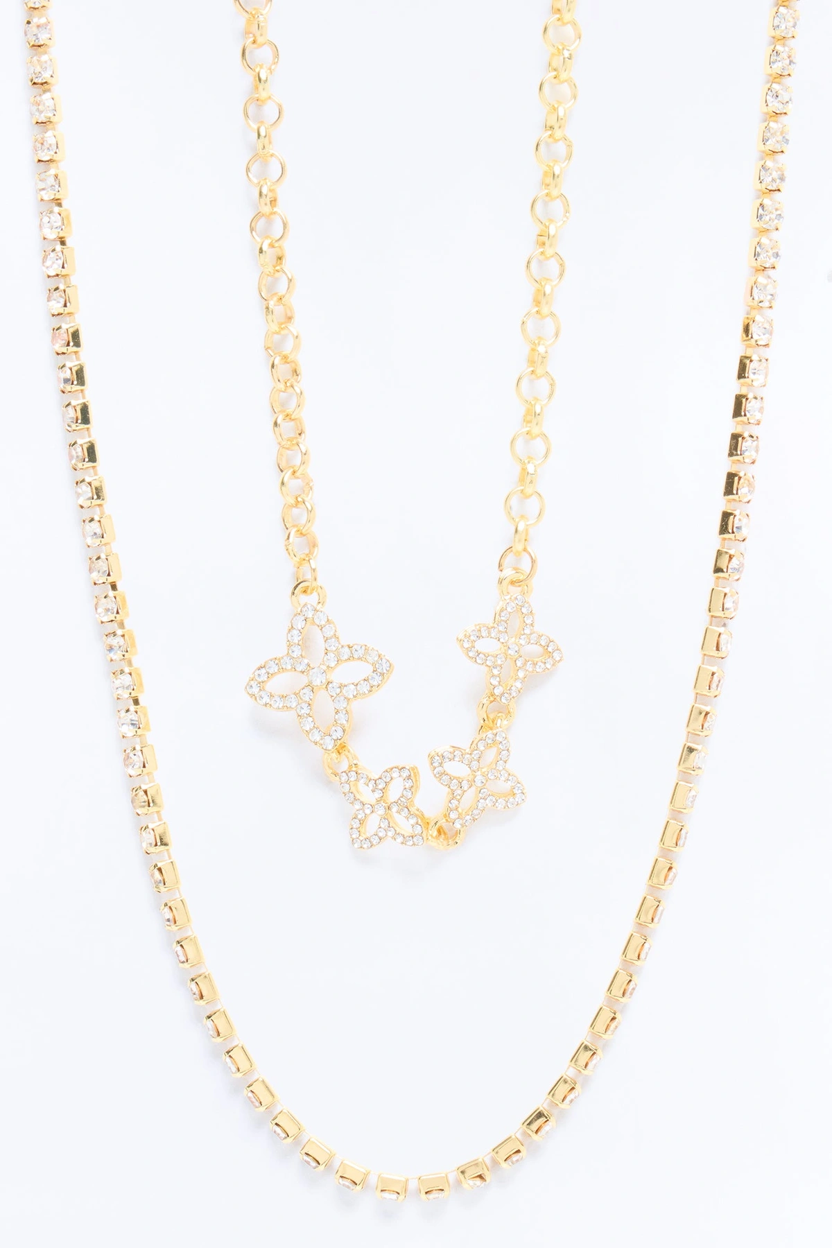 Dazzling Daisies Layered Necklace - Gold — Dourado
