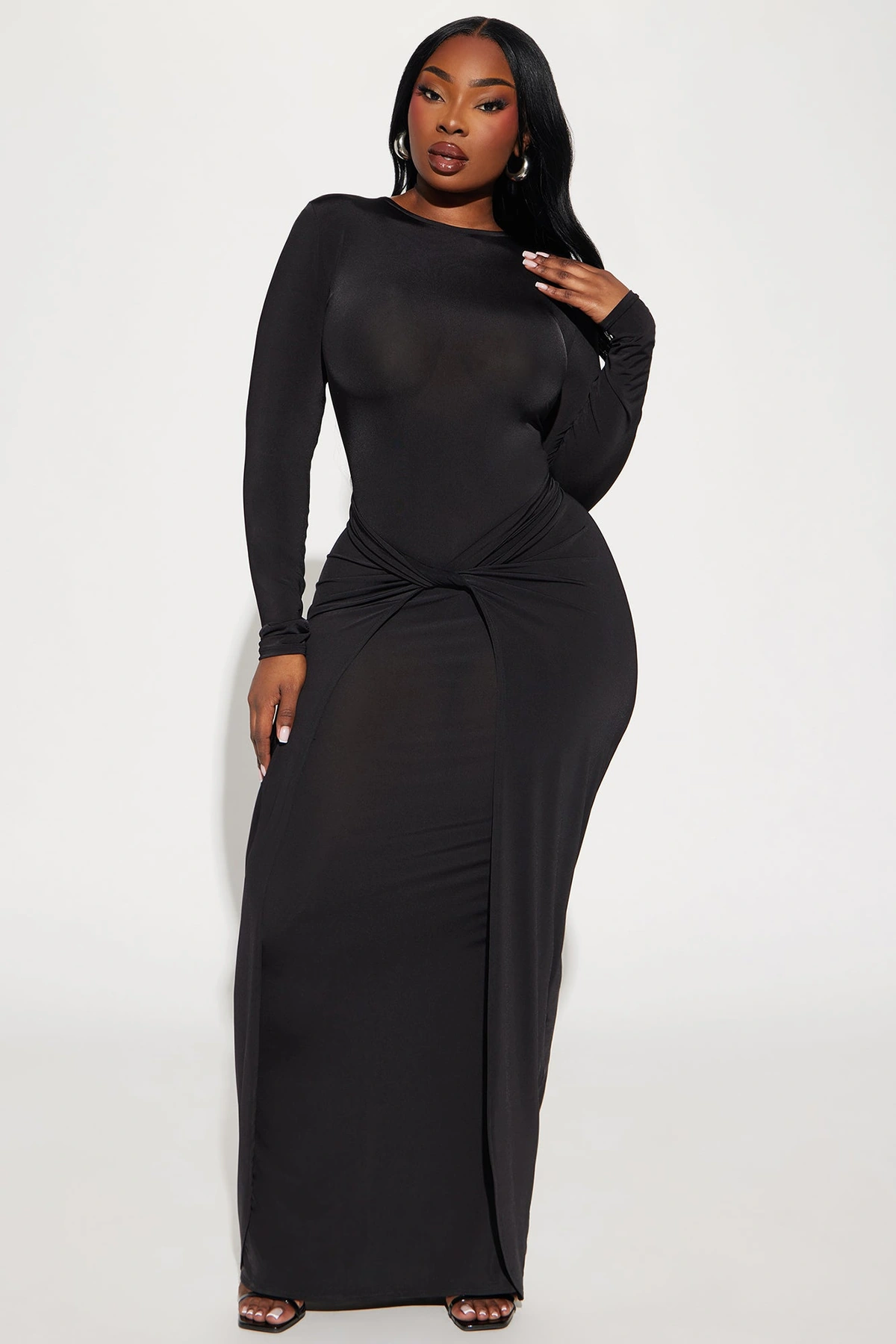 Catarina Slick Maxi Dress - Black — Preto