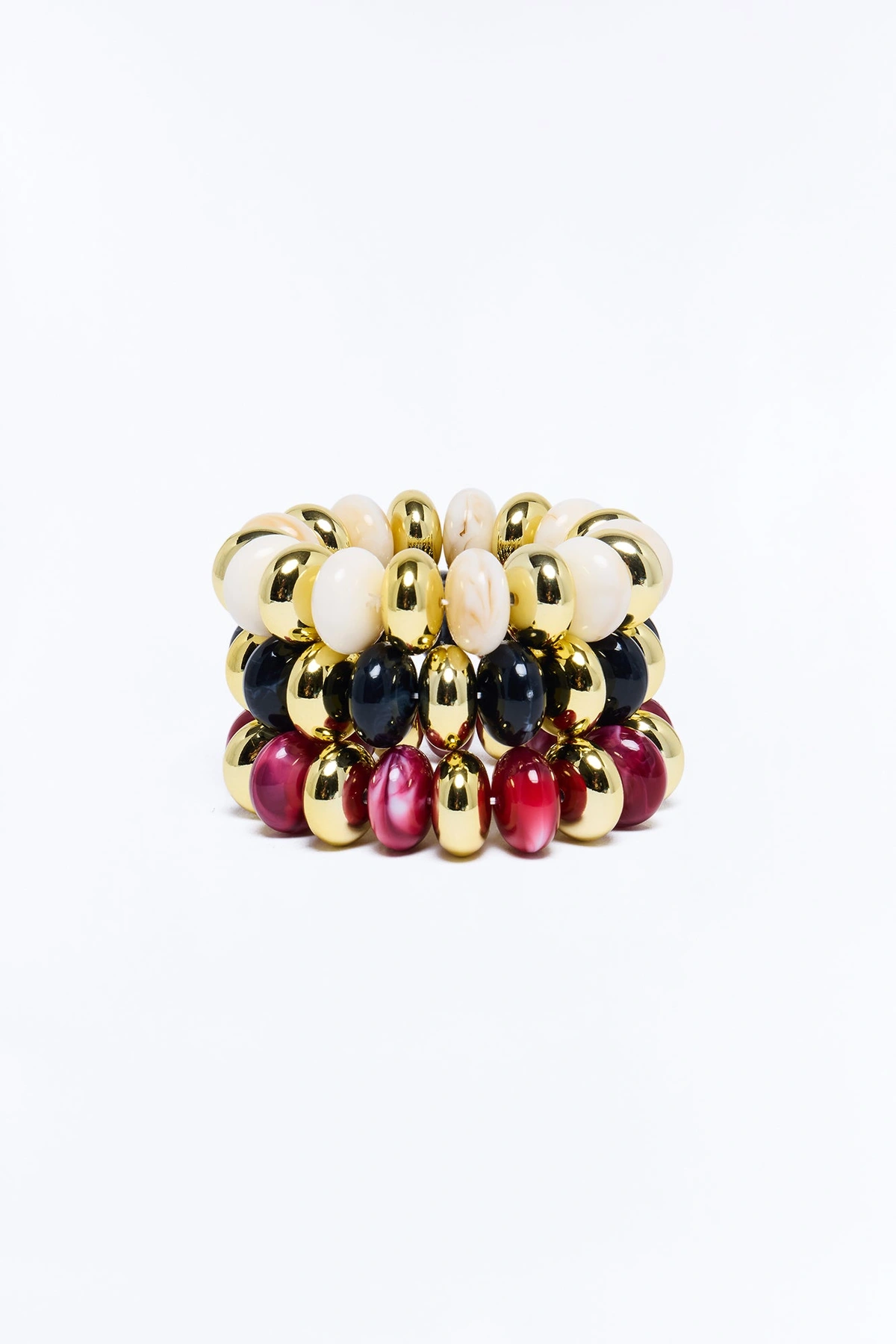 Aubrey Acrylic 3 Piece Bracelet Set - Burgundy/combo — Bordô/combinação