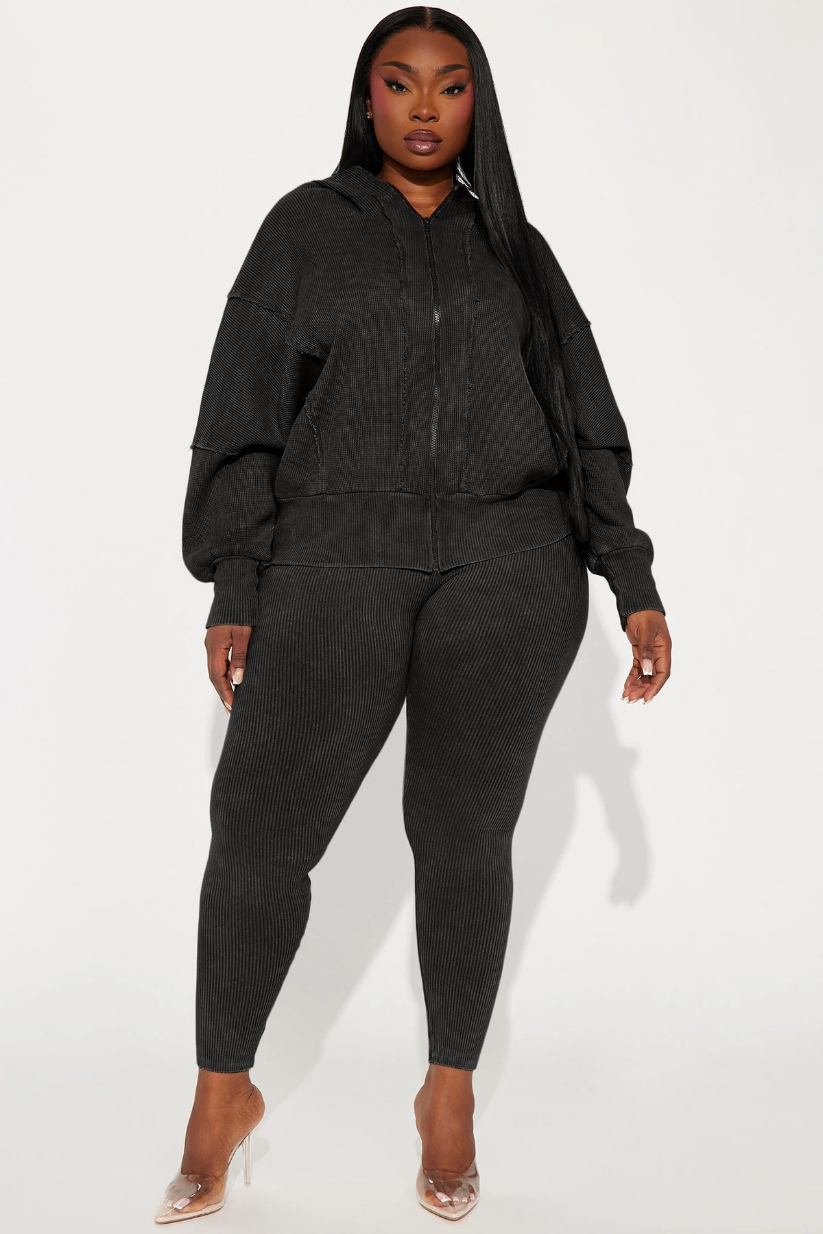 Gigi Washed Legging Set - Black — Preto