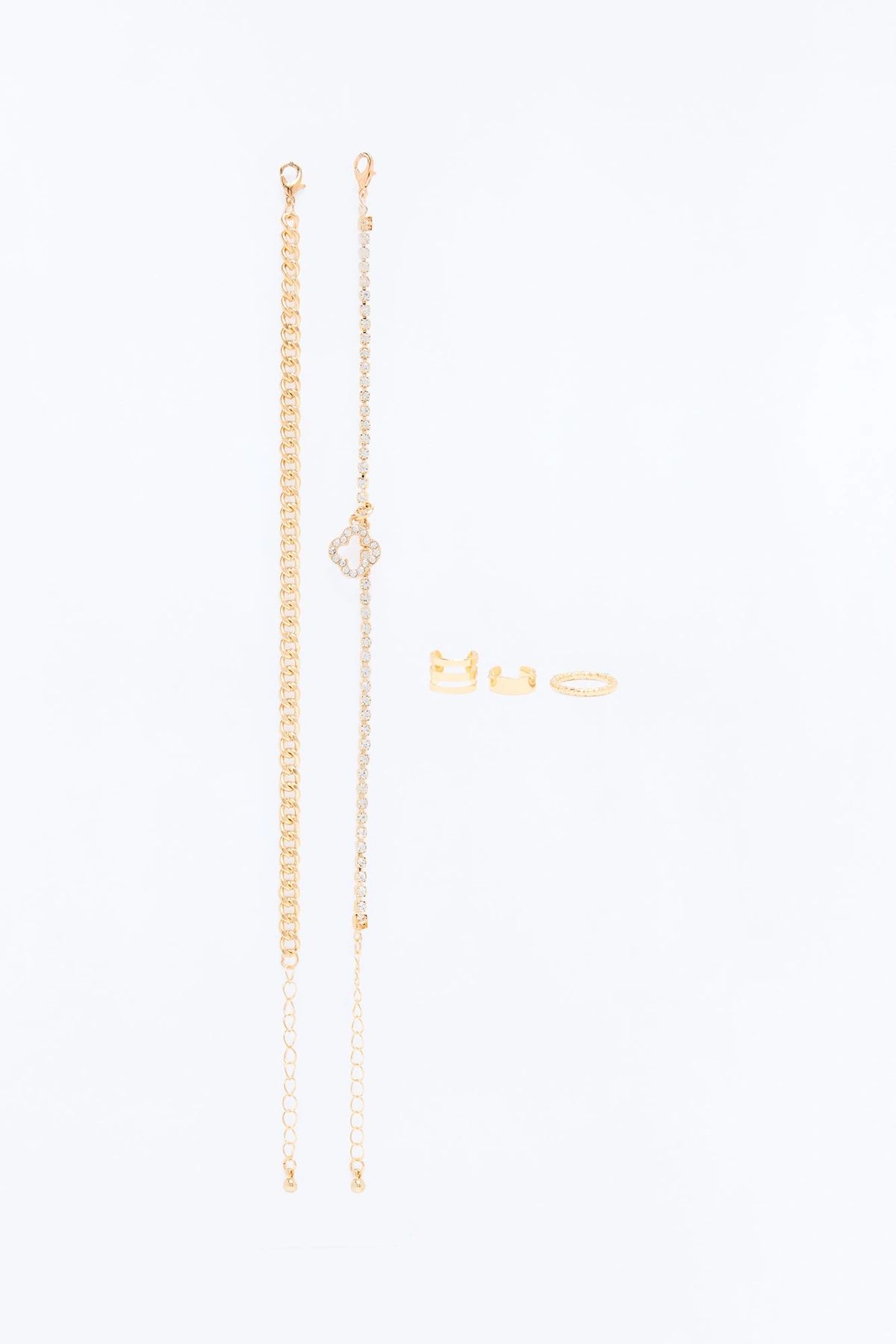 Wishful Thinking 5 Piece Anklet And Toe Ring Set - Gold — Dourado