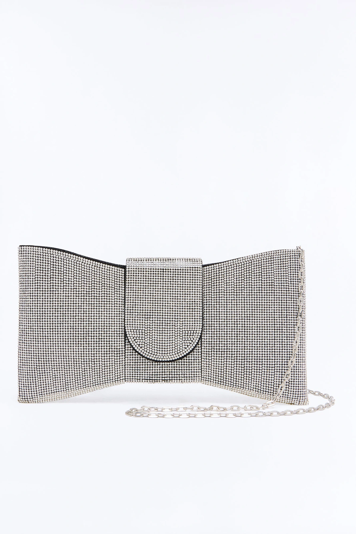 Black Tie Night Rhinestone Clutch - Silver — Prateado