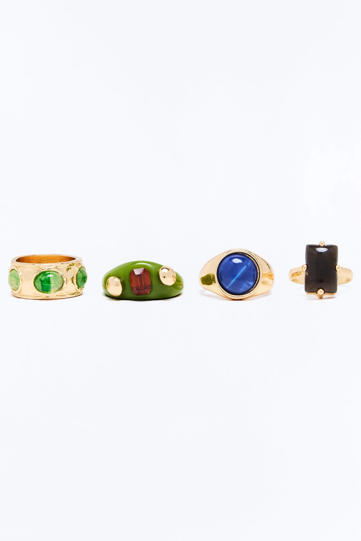Mind Control Jeweled 4 Piece Ring Set - Multi Color — Multicolor