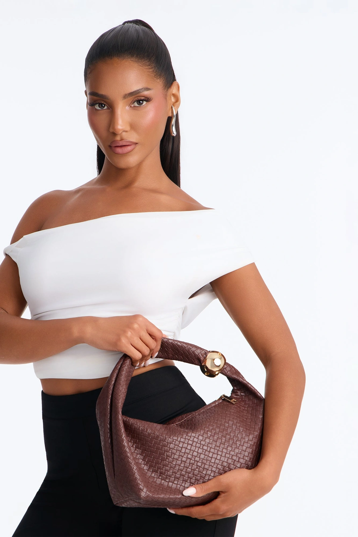 Sending Waves Faux Leather Shoulder Bag - Brown — Castanho
