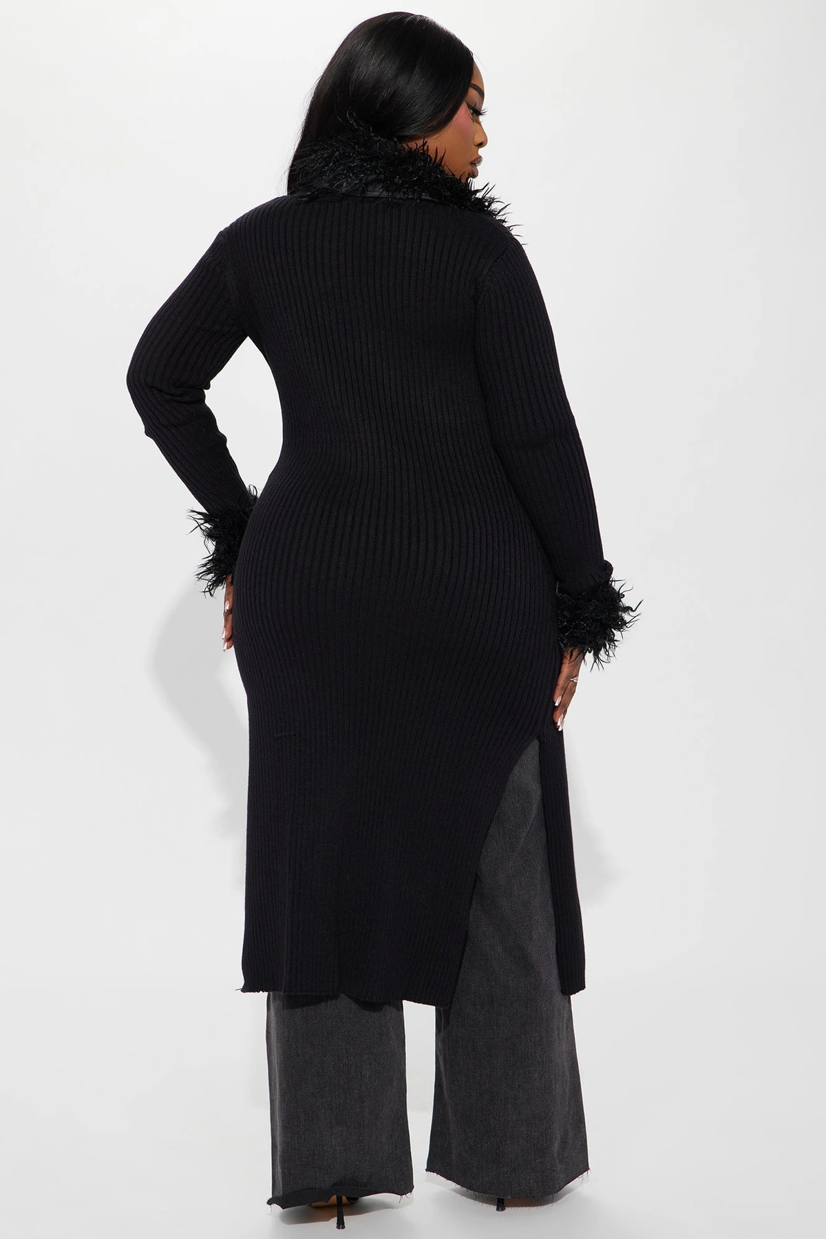 True Royalty Faux Fur Cardigan - Black — Preto
