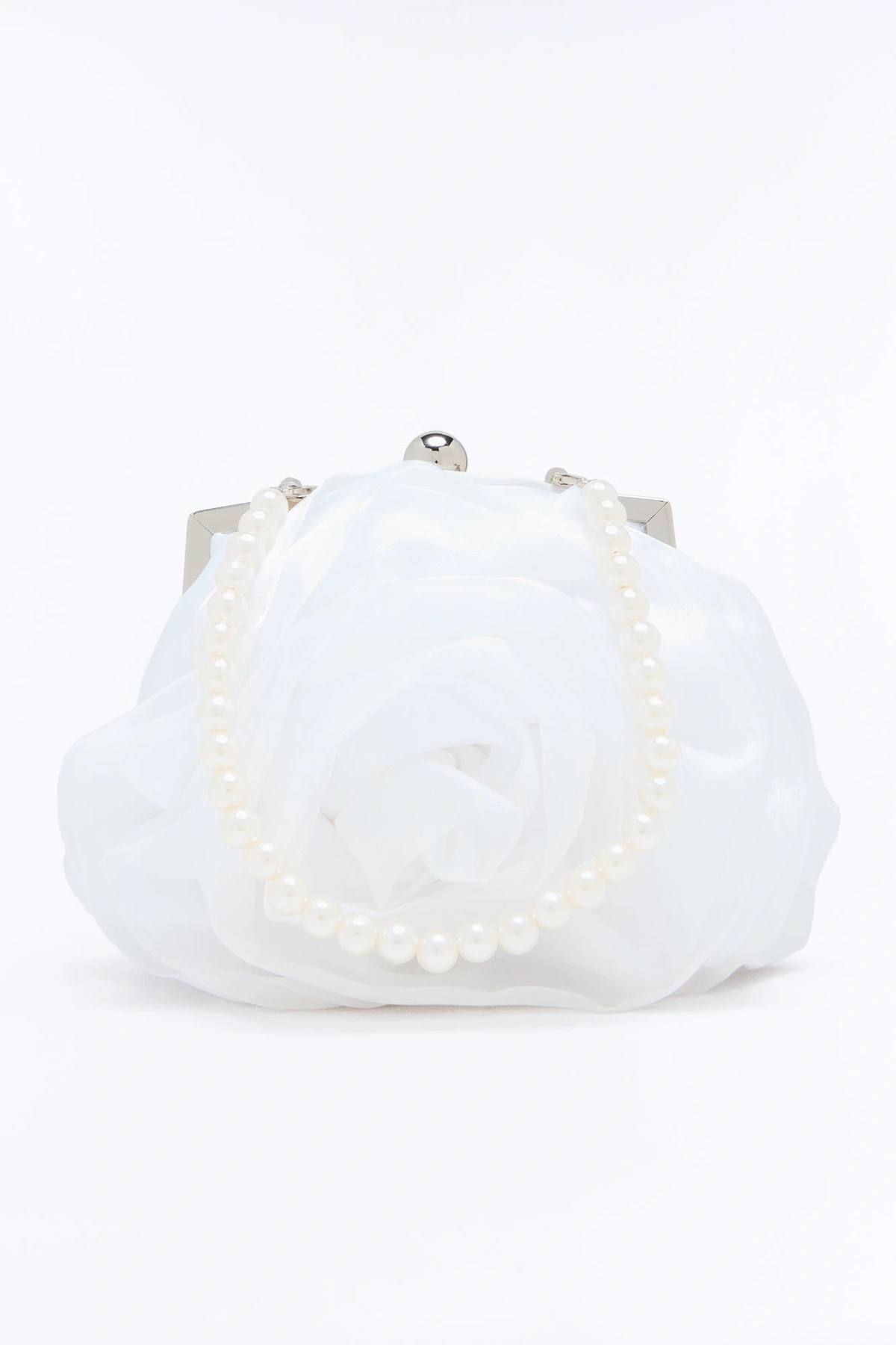 Flower Of Spring Satin Satchel Handbag - Ivory — Marfim