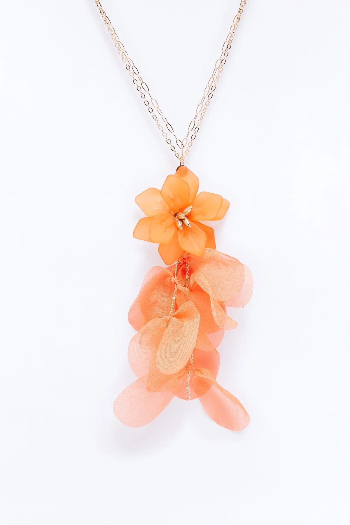 Sunset Lane Lariat Necklace - Gold/Orange — Dourado/Laranja