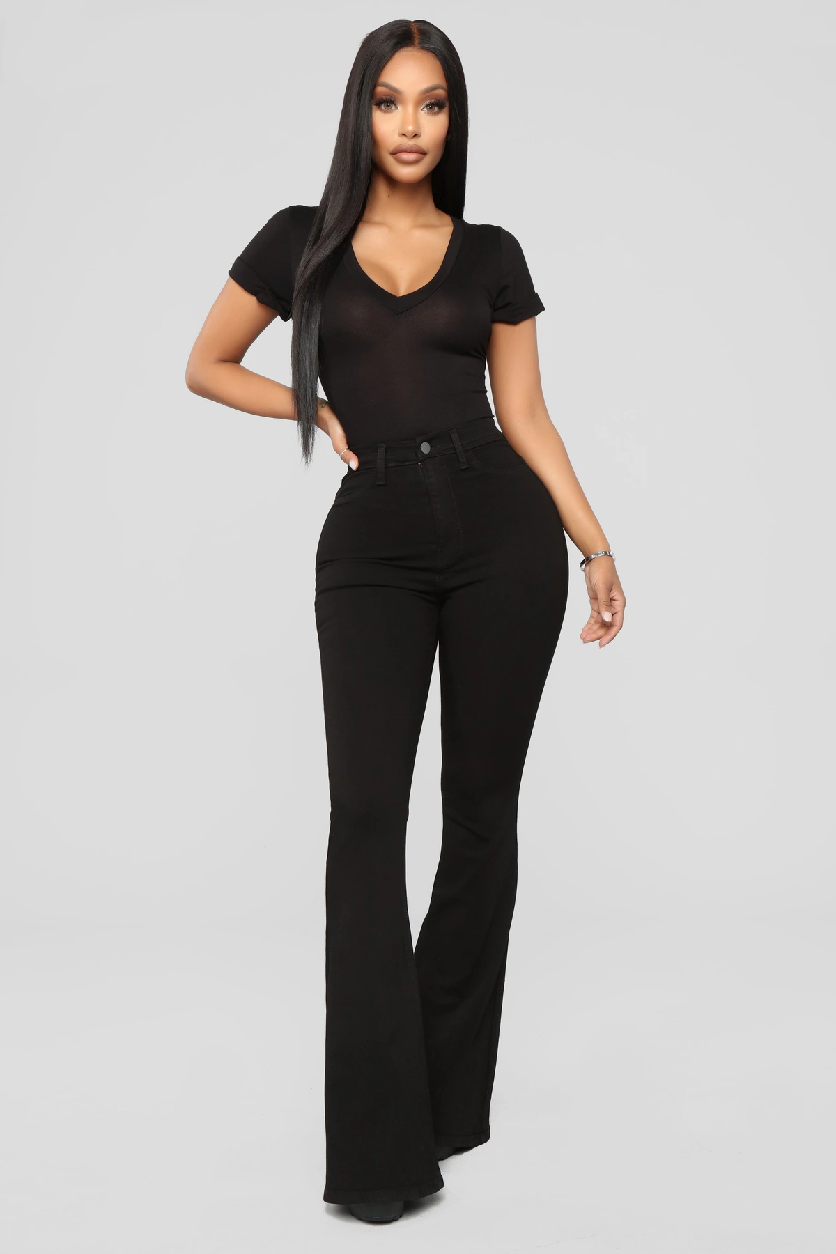 Deep In My Soul Flare Jeans - Black — Preto