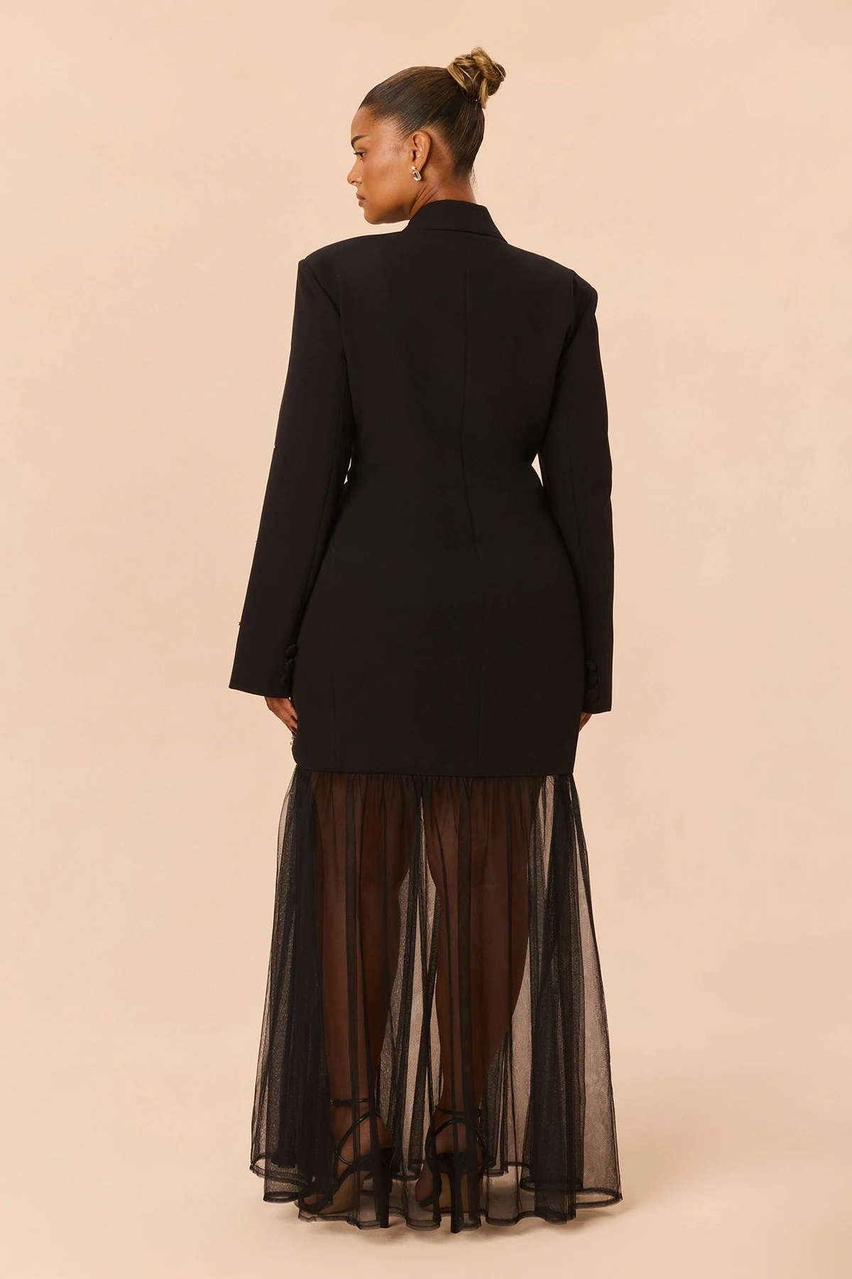 So Drama Embellished Blazer Maxi Dress - Black — Preto