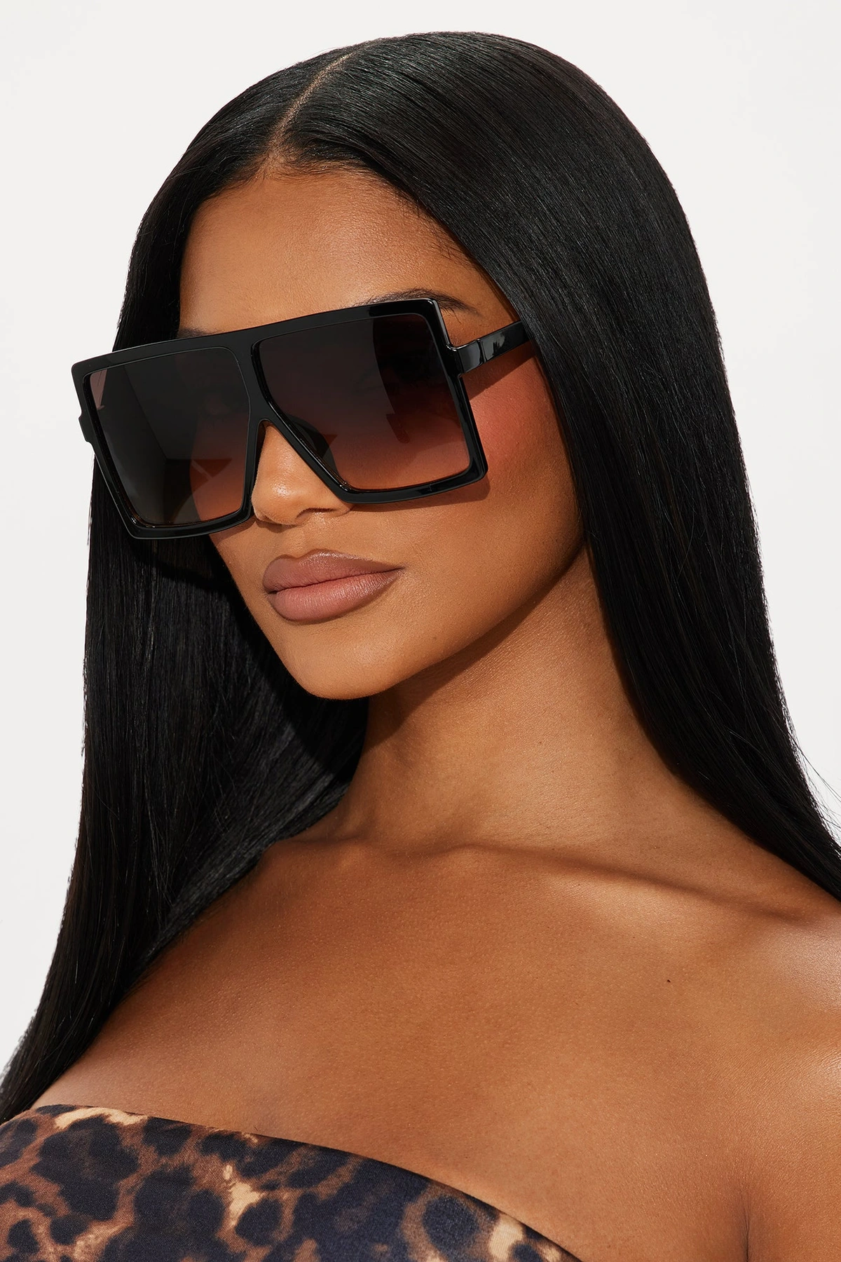 My Daily Block Out Shield Oversized Sunglasses - Black — Preto
