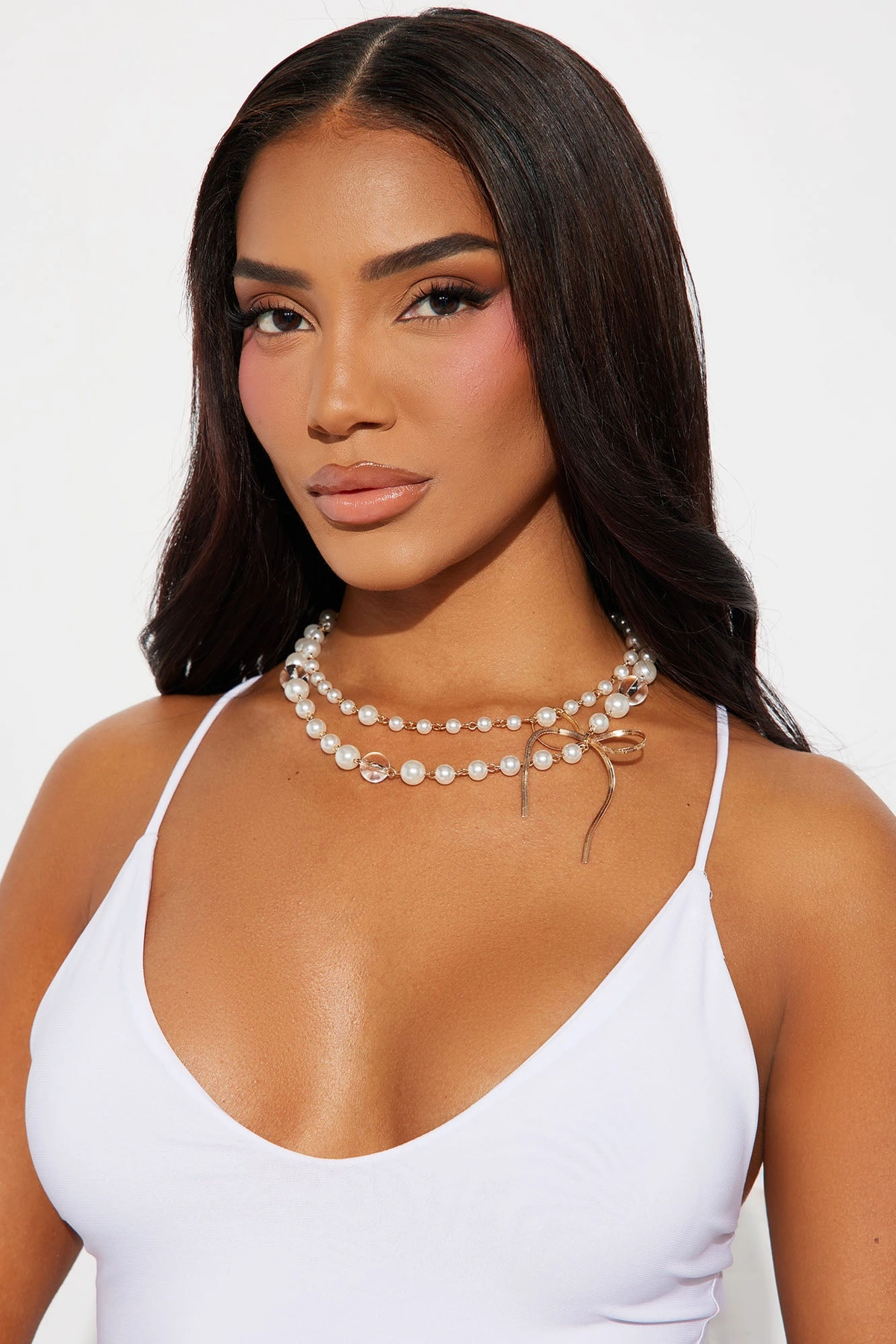 Lady May Necklace - White/Gold — Branco/Dourado
