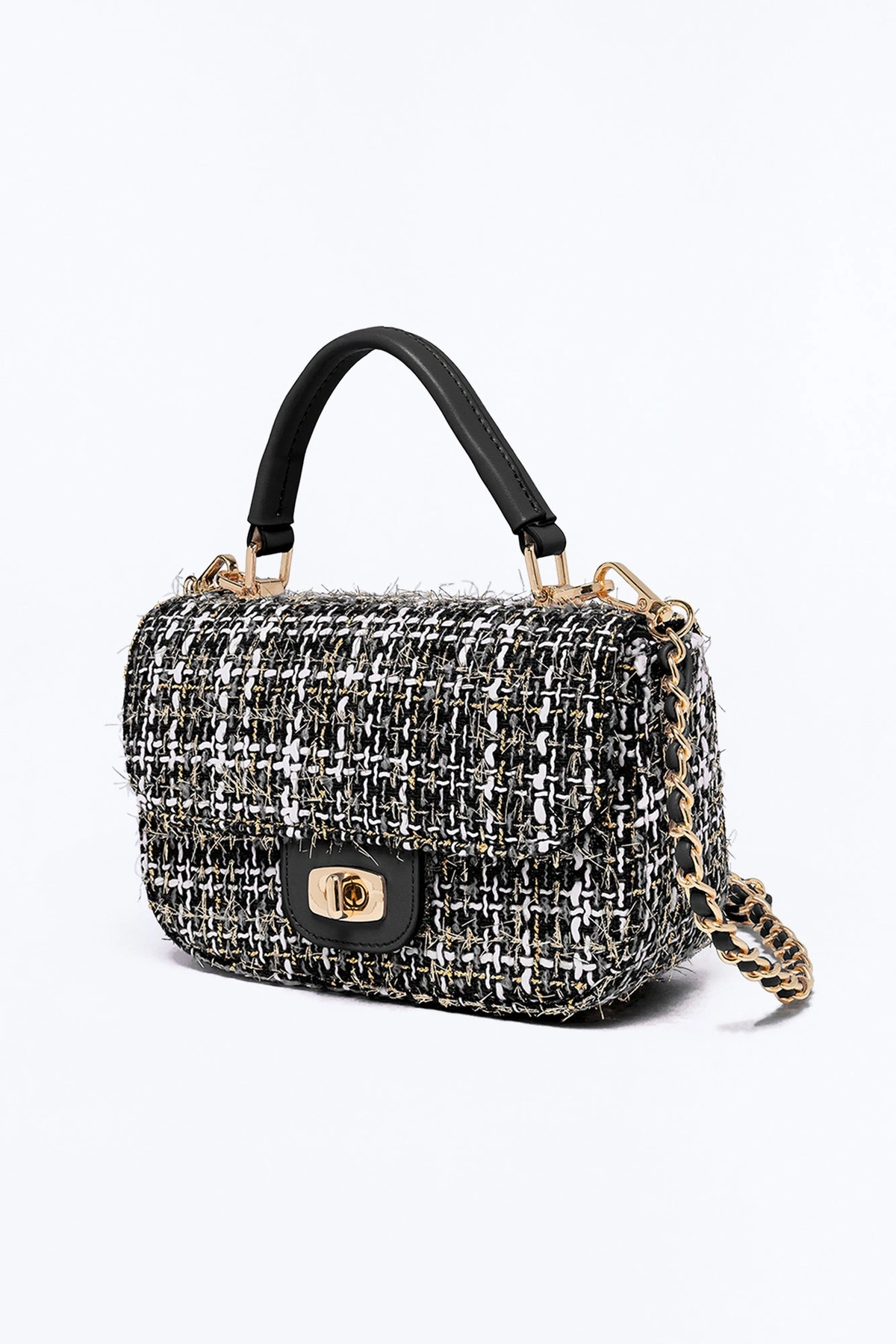 Park Avenue Girl Tweed Satchel Handbag - Black/combo — Preto/combinação