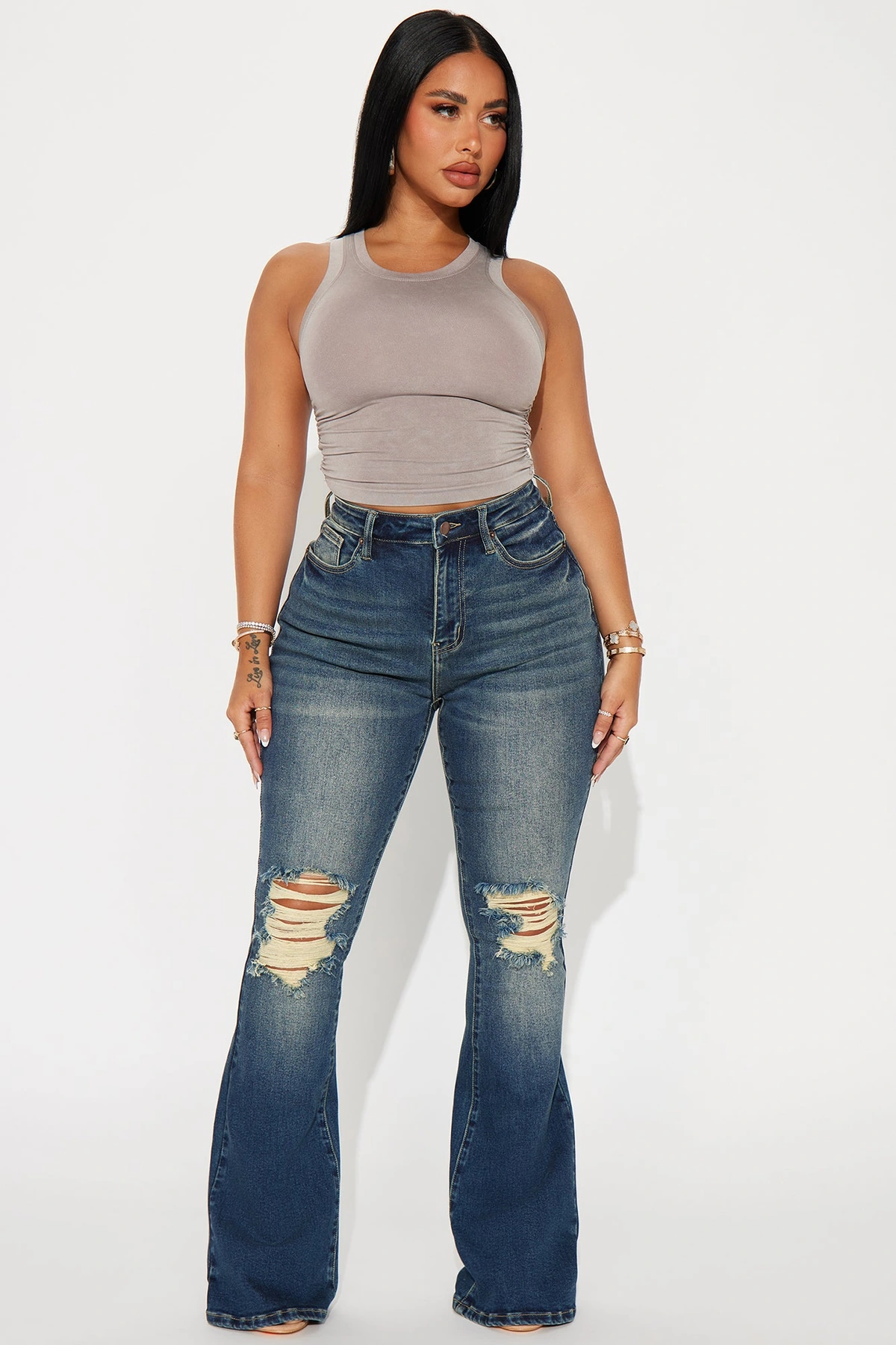 Girl Bye High Rise Flare Jeans - Dark Wash — Ganga de lavagem escura