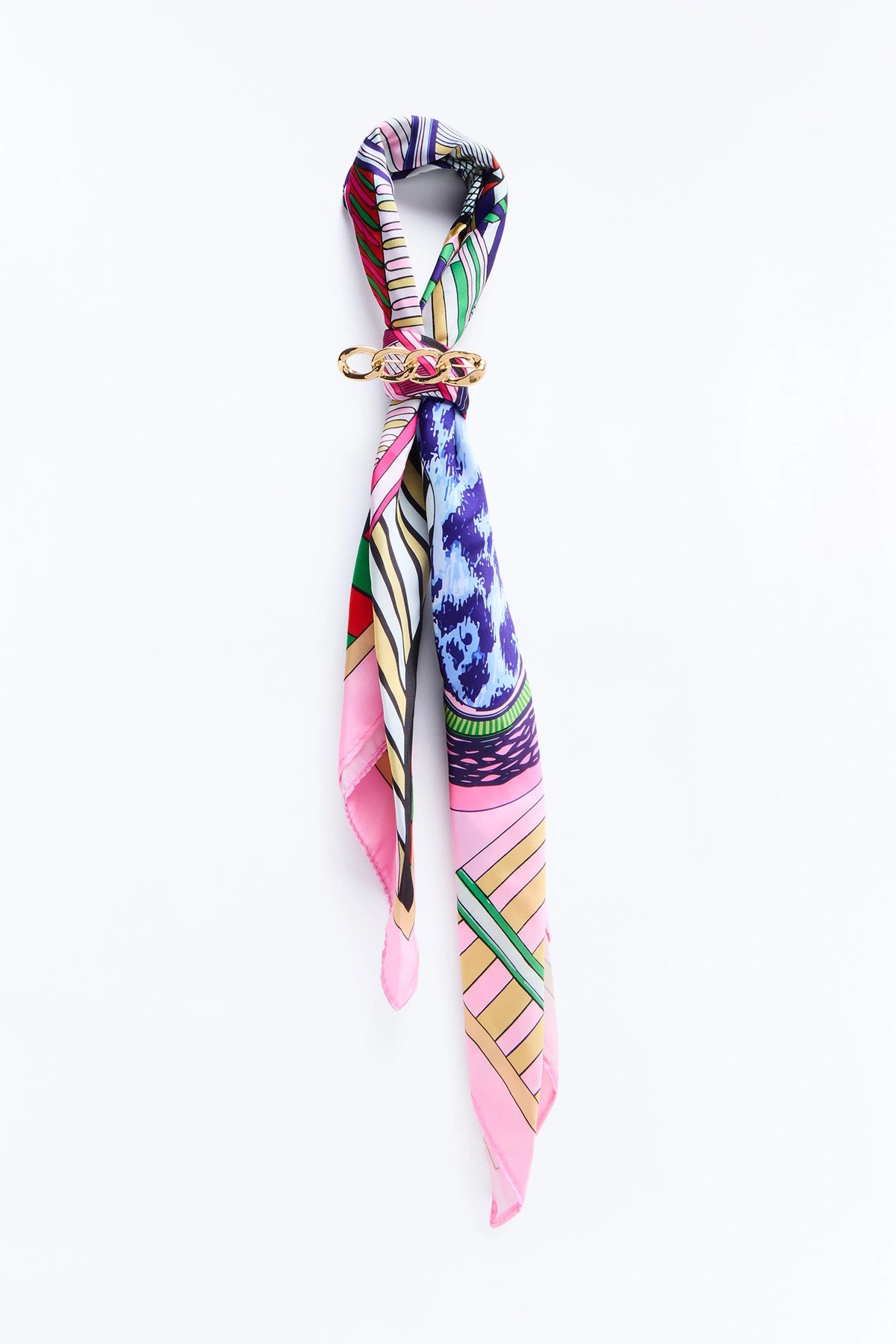 Gallery Piece Head Scarf And Brooch Set - Multi Color — Multicolor
