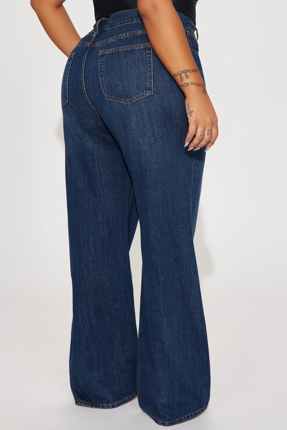 See What I Mean Wide Leg Jeans - Dark Wash — Ganga de lavagem escura