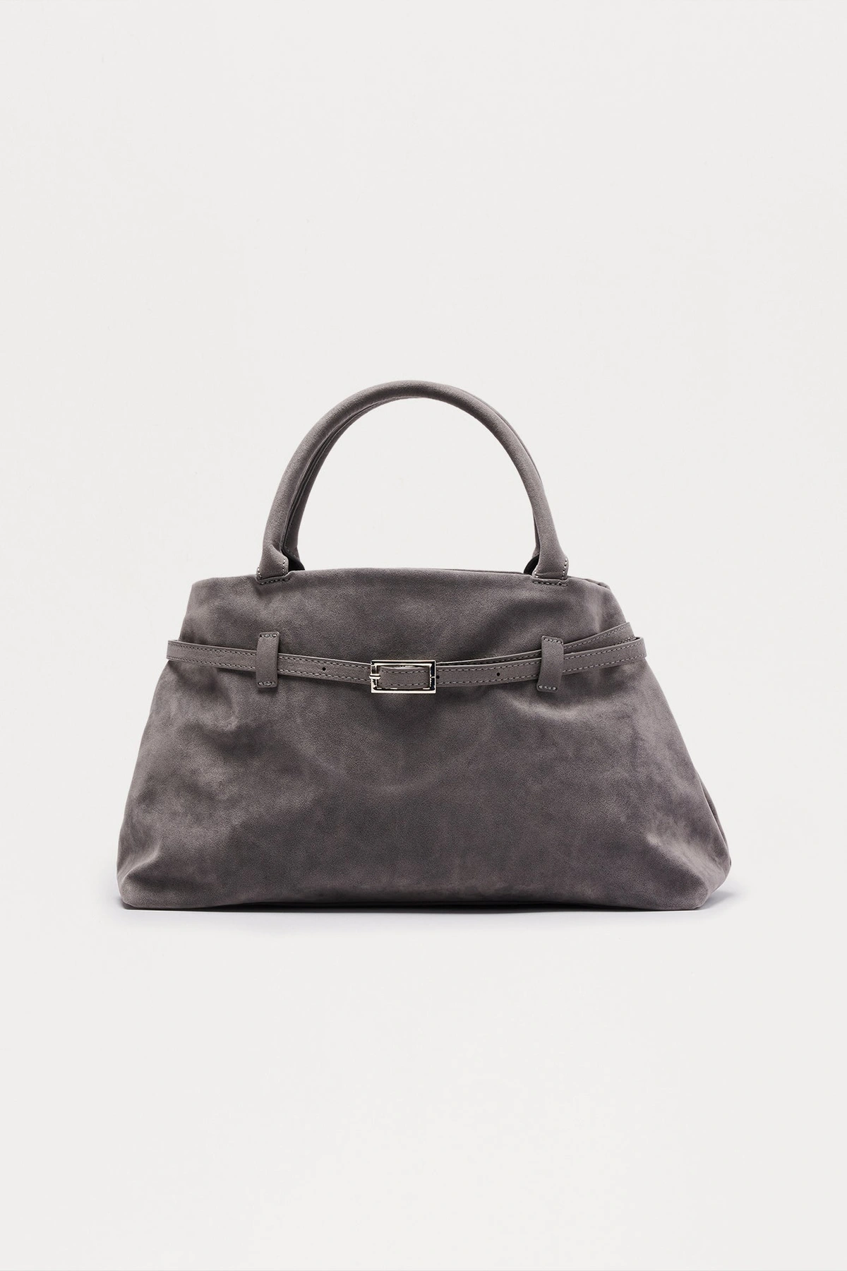 Consider This Faux Suede Shoulder Bag - Grey — Cinzento