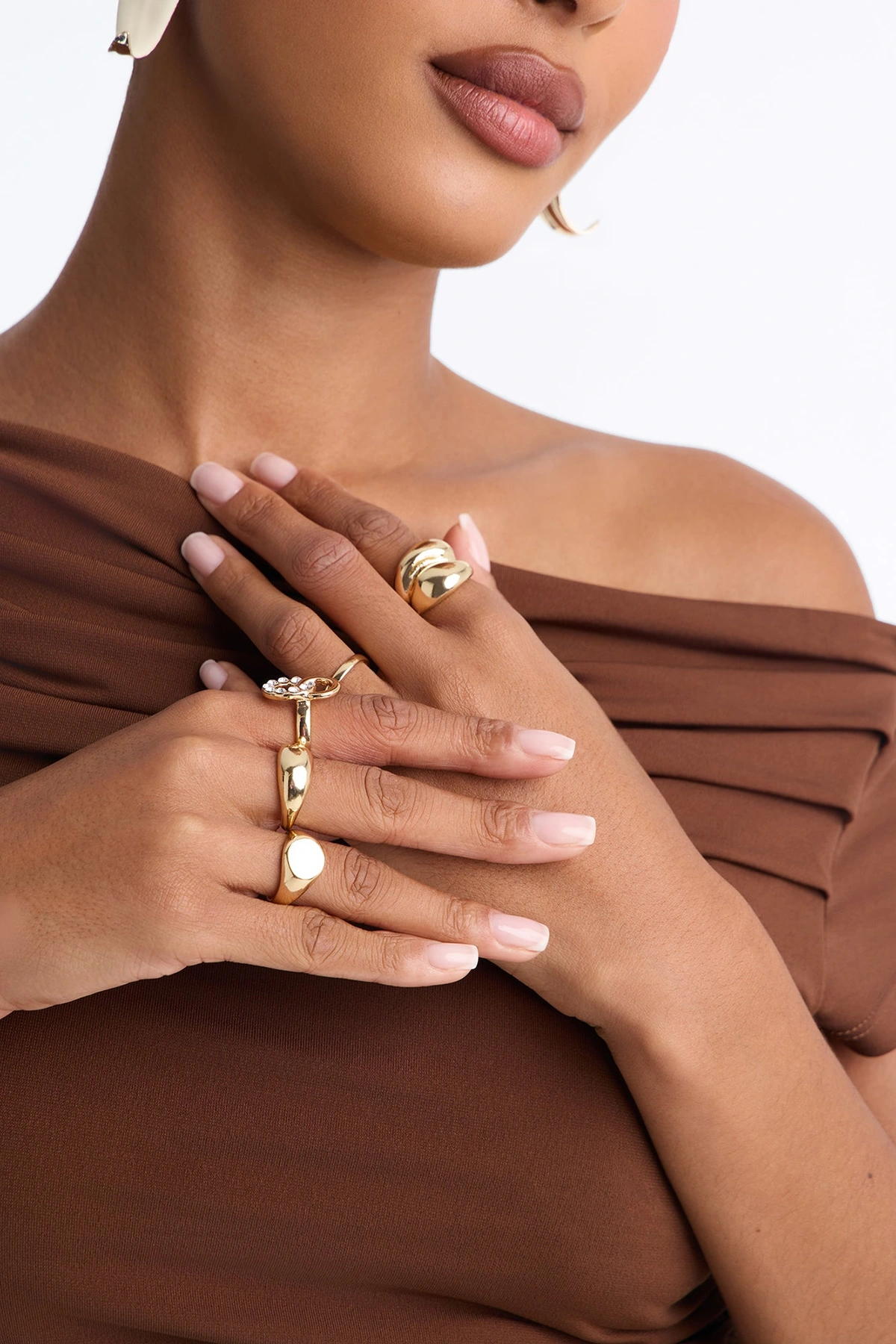 Mixing It Up 5 Piece Ring Set - Gold — Dourado