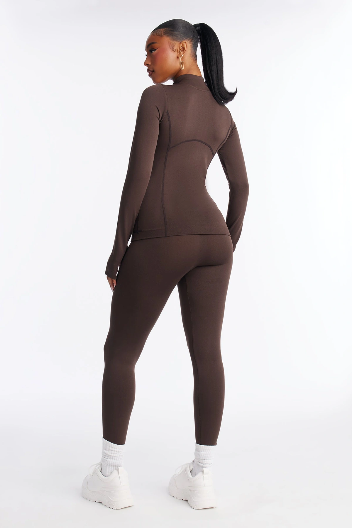 All Love Seamless Zip Up Legging Set - Chocolate — Chocolate