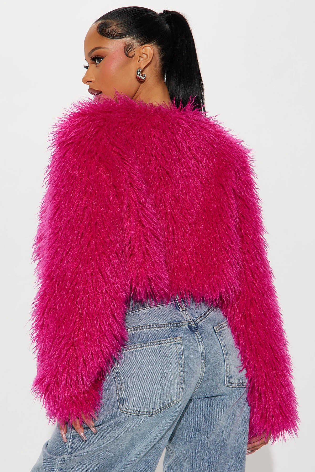 Sydney Faux Fur Coat - Fuchsia — Fúcsia