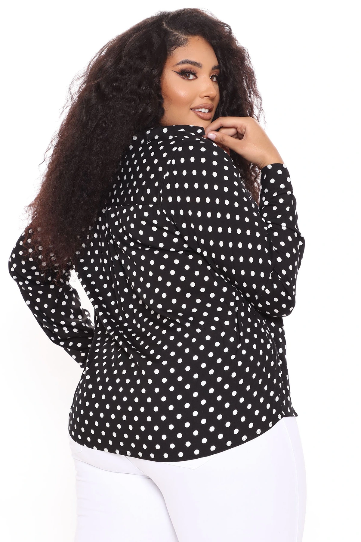 You Better Work Polka Dot Shirt - Black/White — Preto/Branco