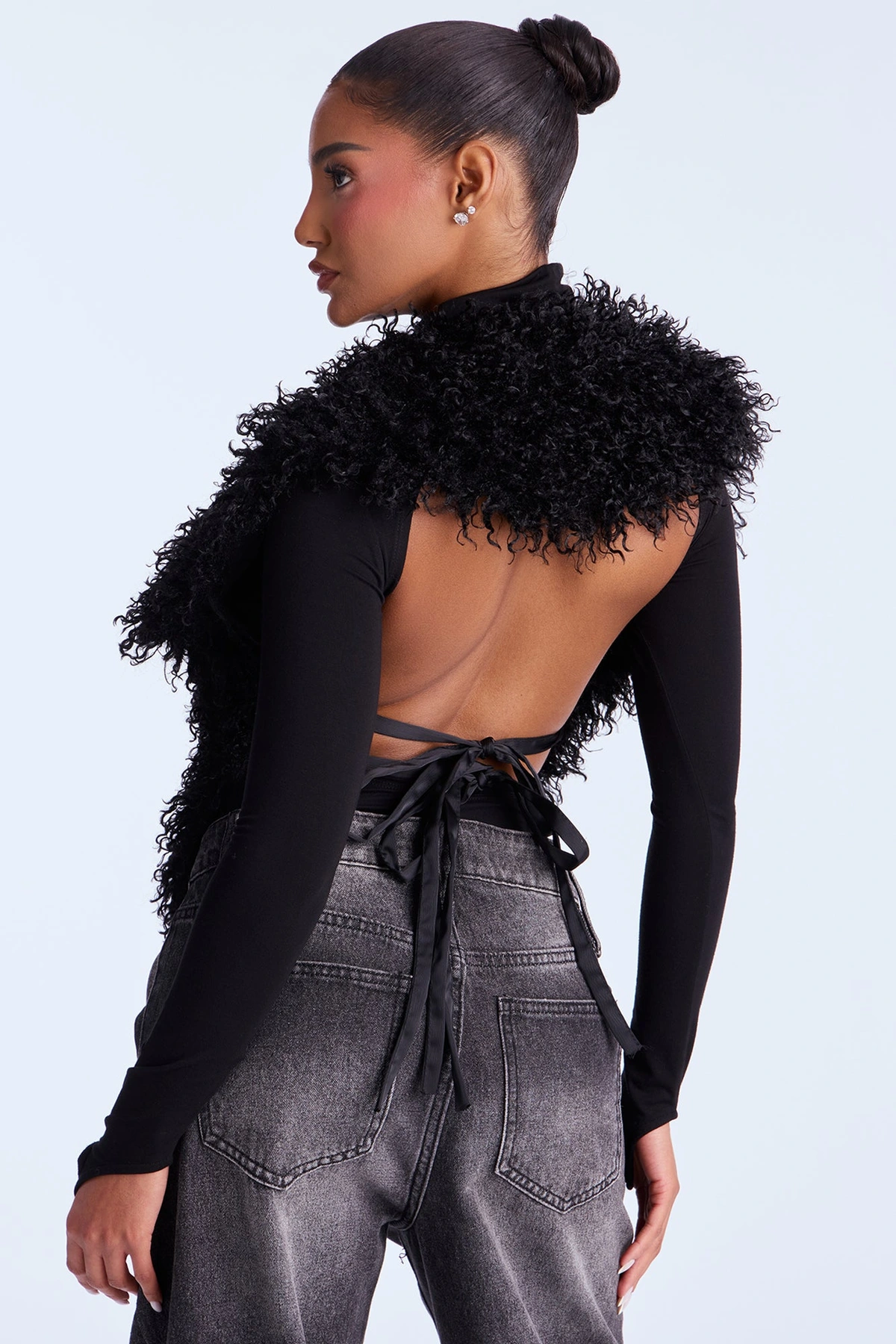 So Shaggy Body Scarf - Black — Preto