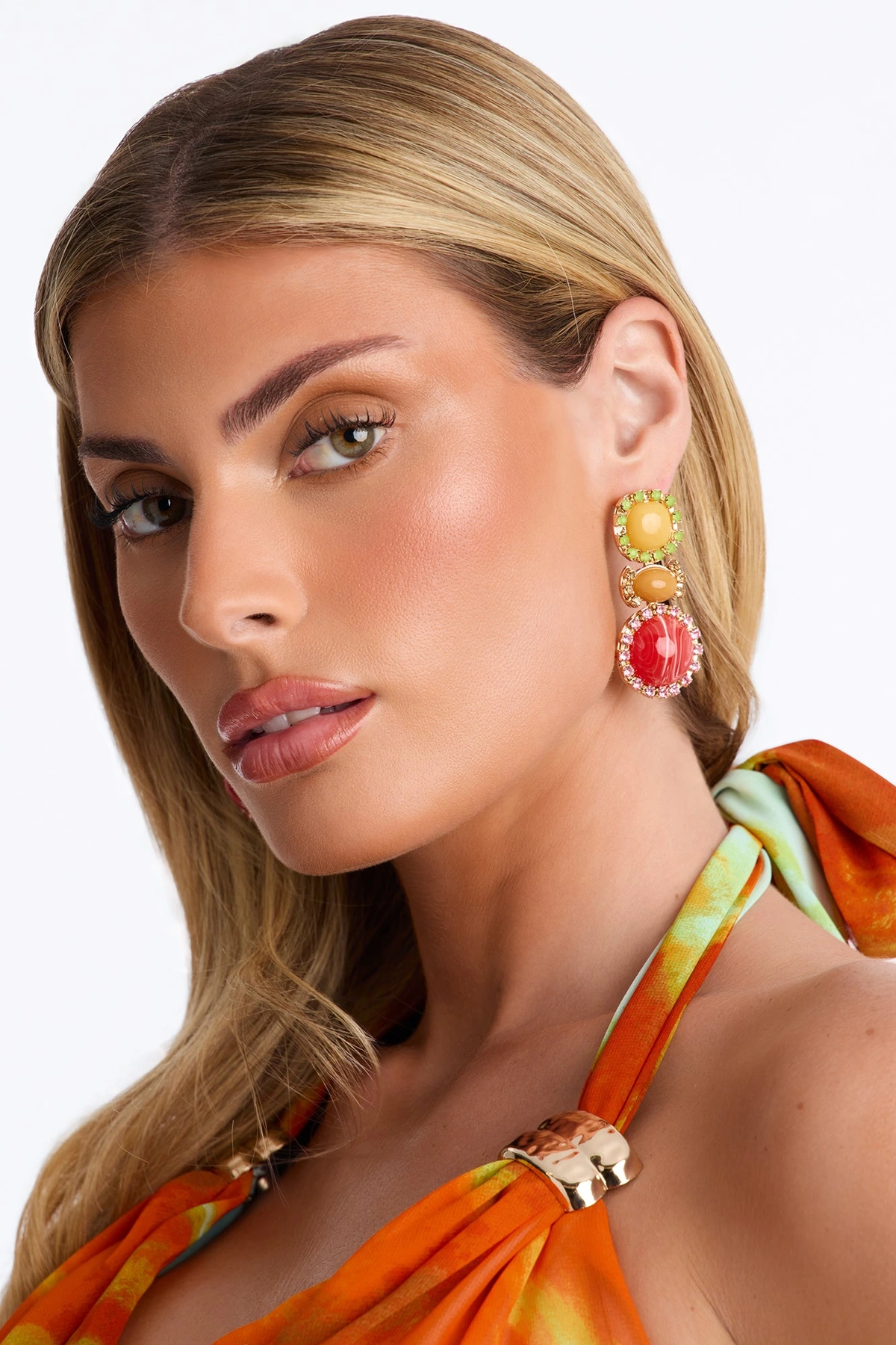 Summer Gaze Rhinestone Earrings - Multi Color — Multicolor