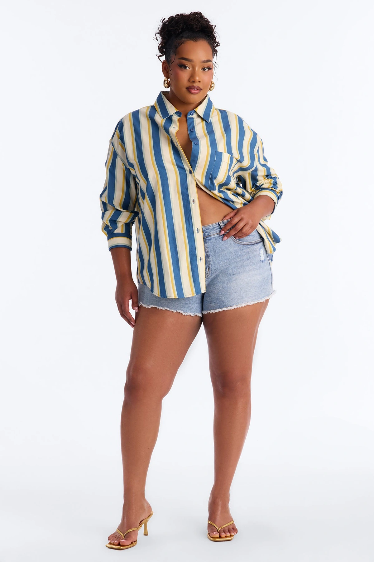 I'm The Main Topic Striped Shirt - Blue/combo — Azul/combinação