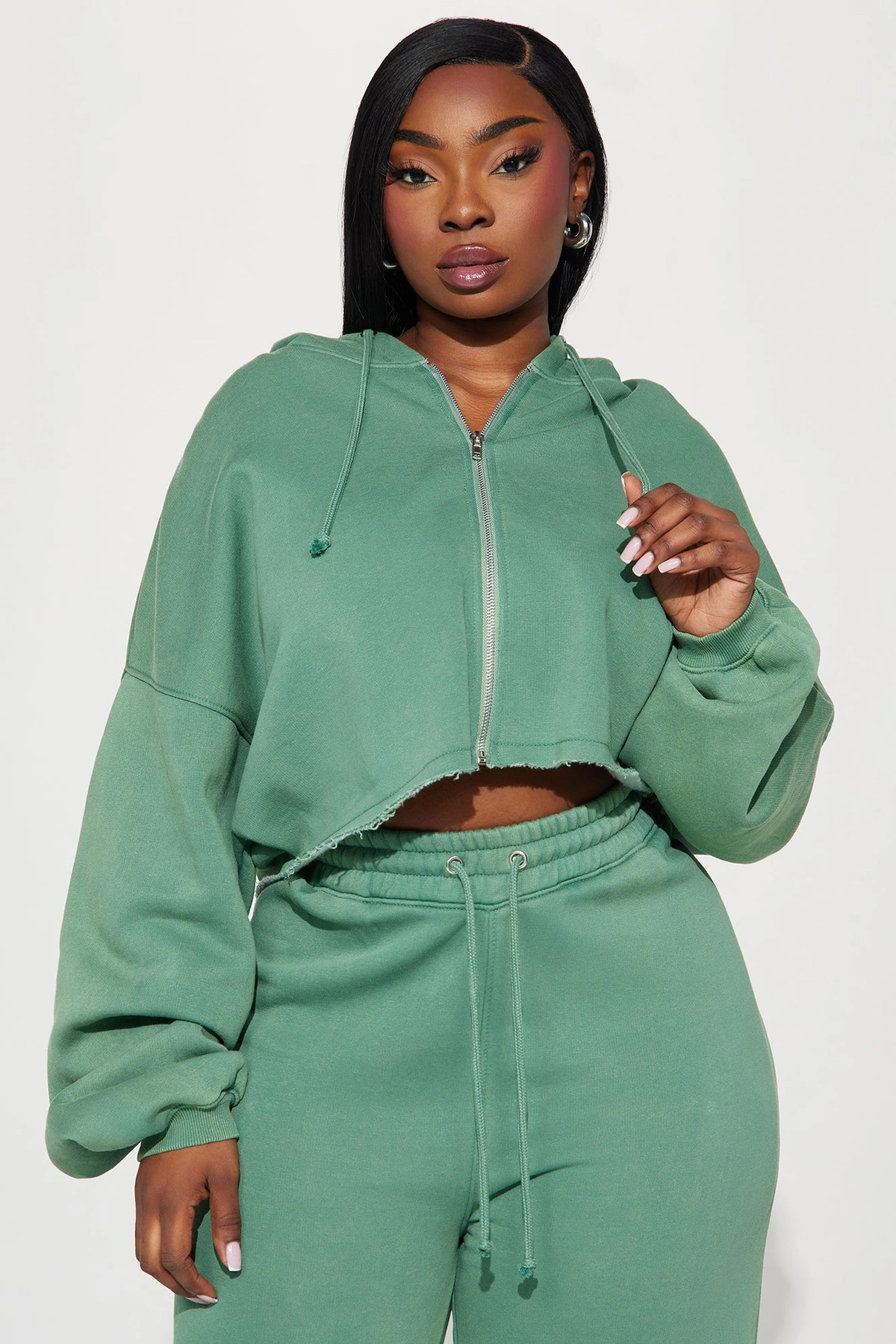 On The Go Fleece Pant Set - Green — Verde
