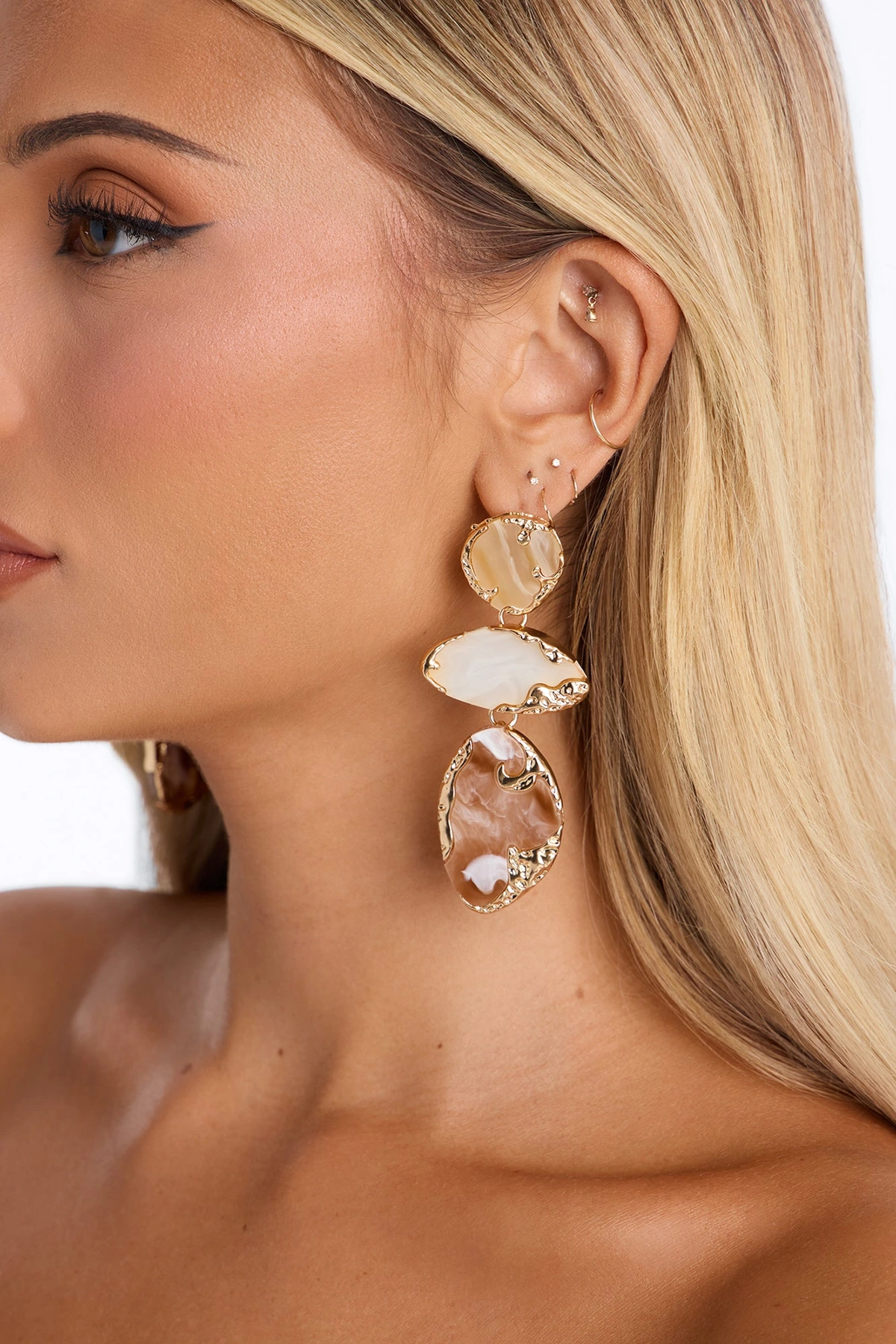 On A Beach Drop Earrings - Gold/combo — Dourado/combinação