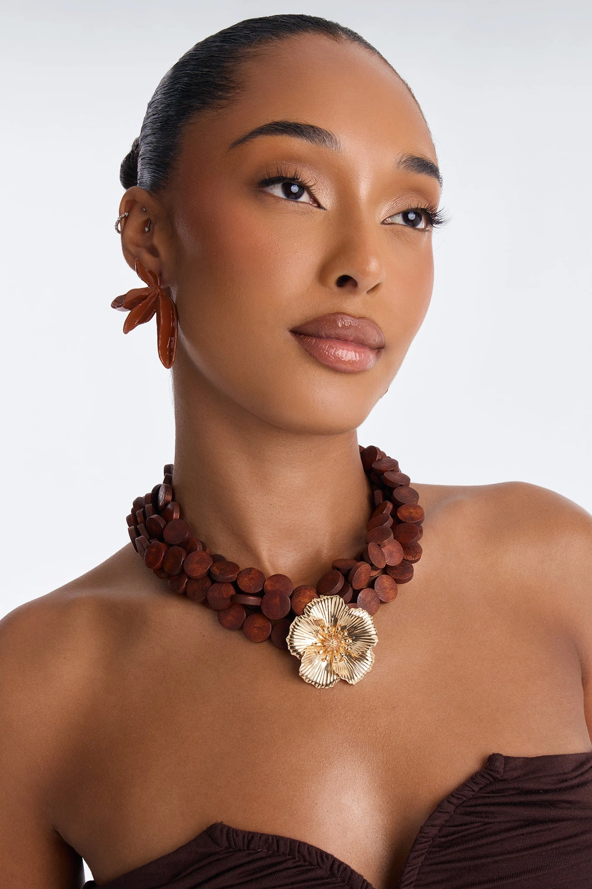 With Love Pendant Necklace - Brown/combo — Castanho/combinação