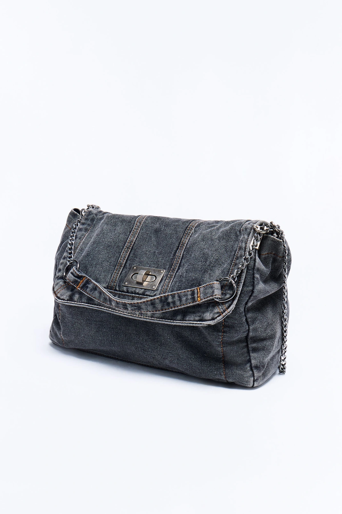 Denim Diva Shoulder Handbag - Black — Preto