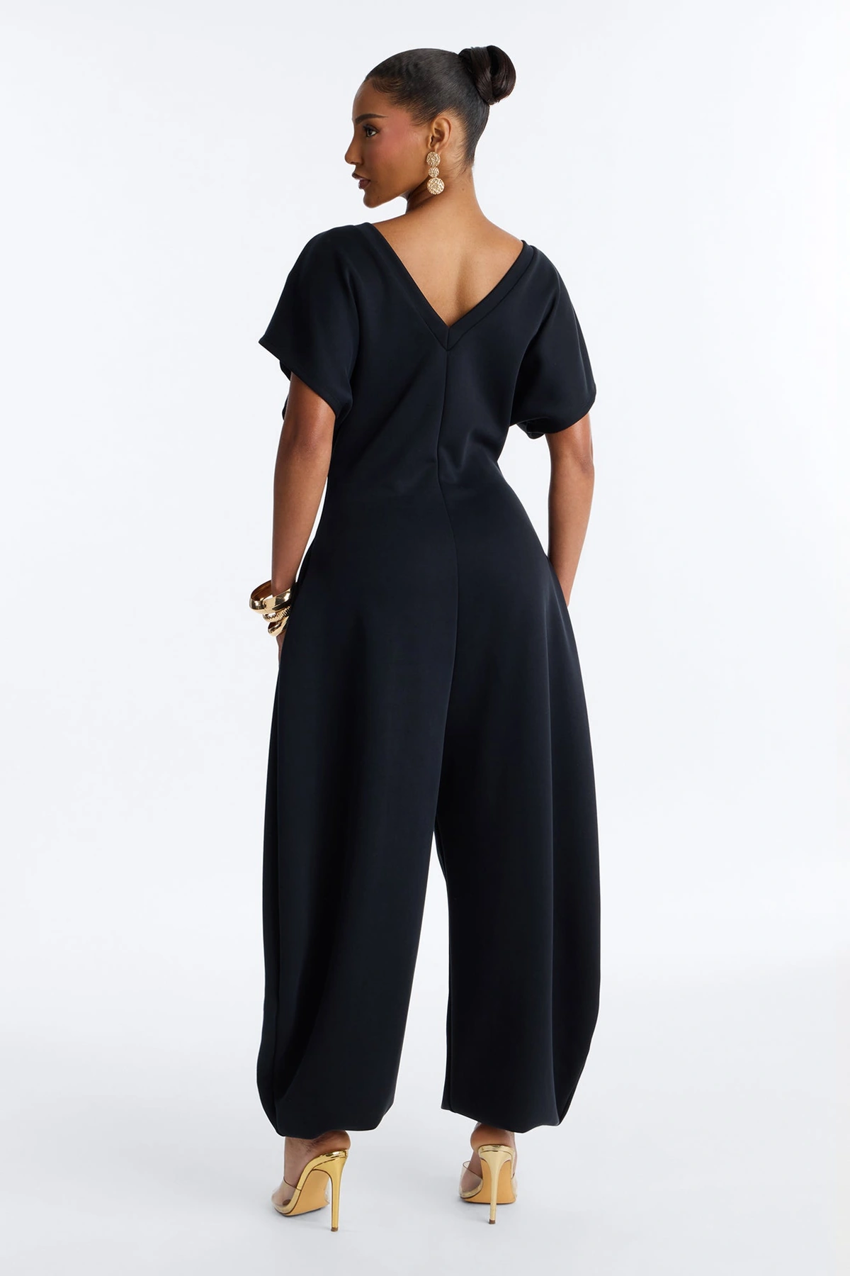Let's Relax Barrel Wide Leg Jumpsuit - Black — Preto