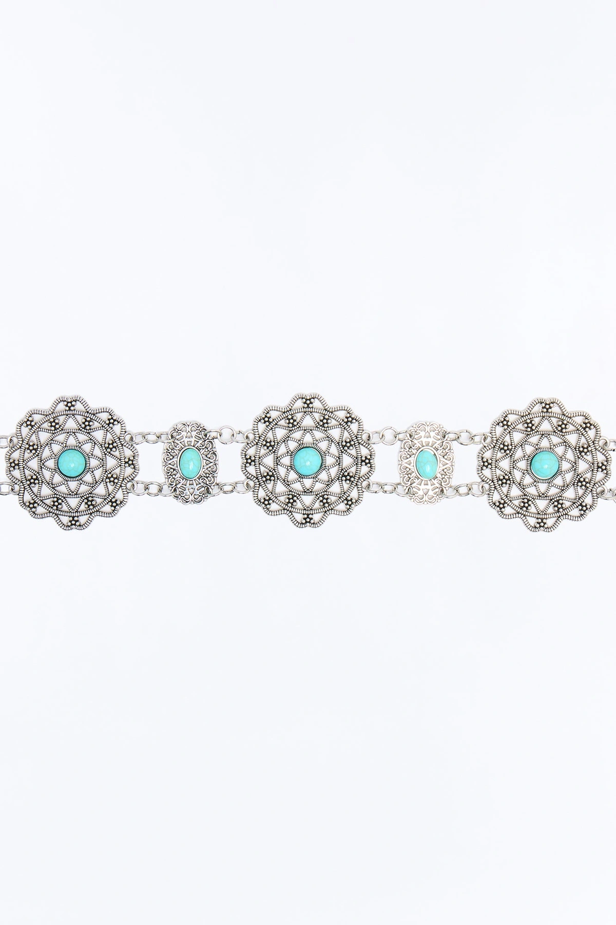 Flowers Of Metal Chain Belt - Silver/Combo — Prateado/combinação