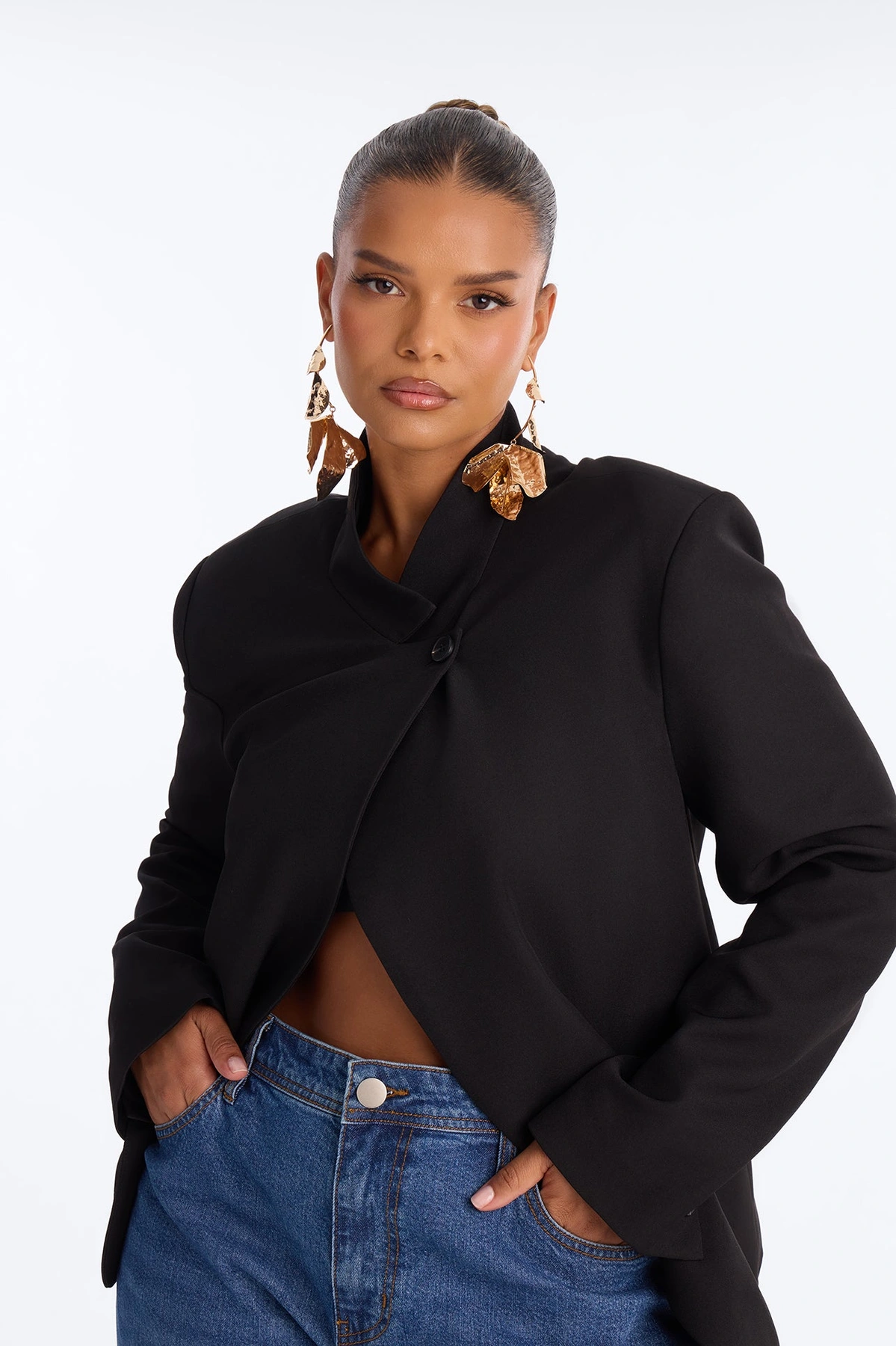 Lotus Floral Drop Earrings - Gold — Dourado
