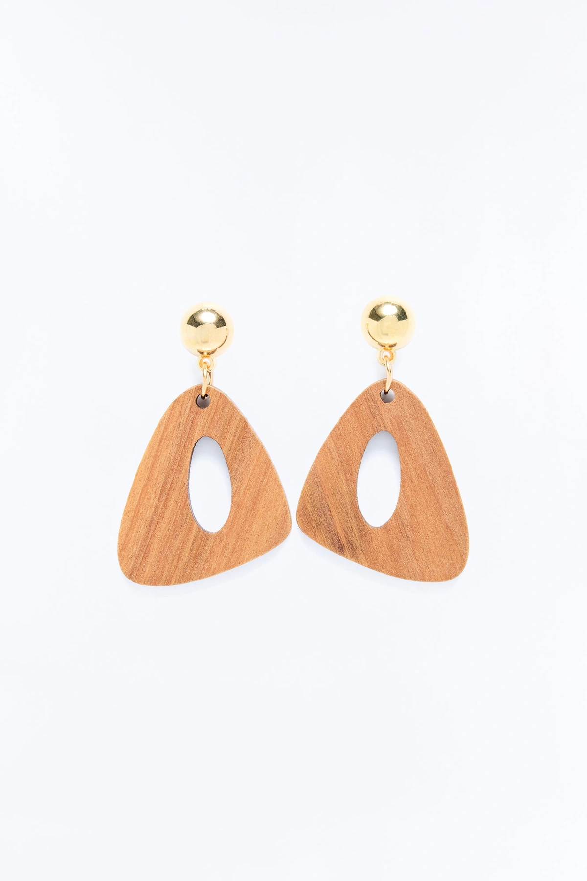 Island Deco Wood Drop Earrings - Brown — Castanho