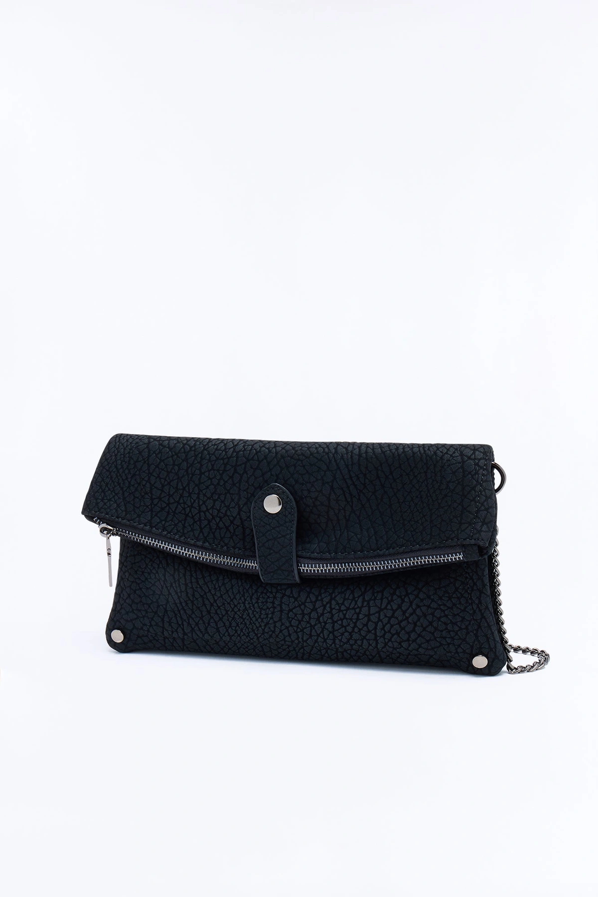 Secret Romance Faux Leather Clutch - Black — Preto