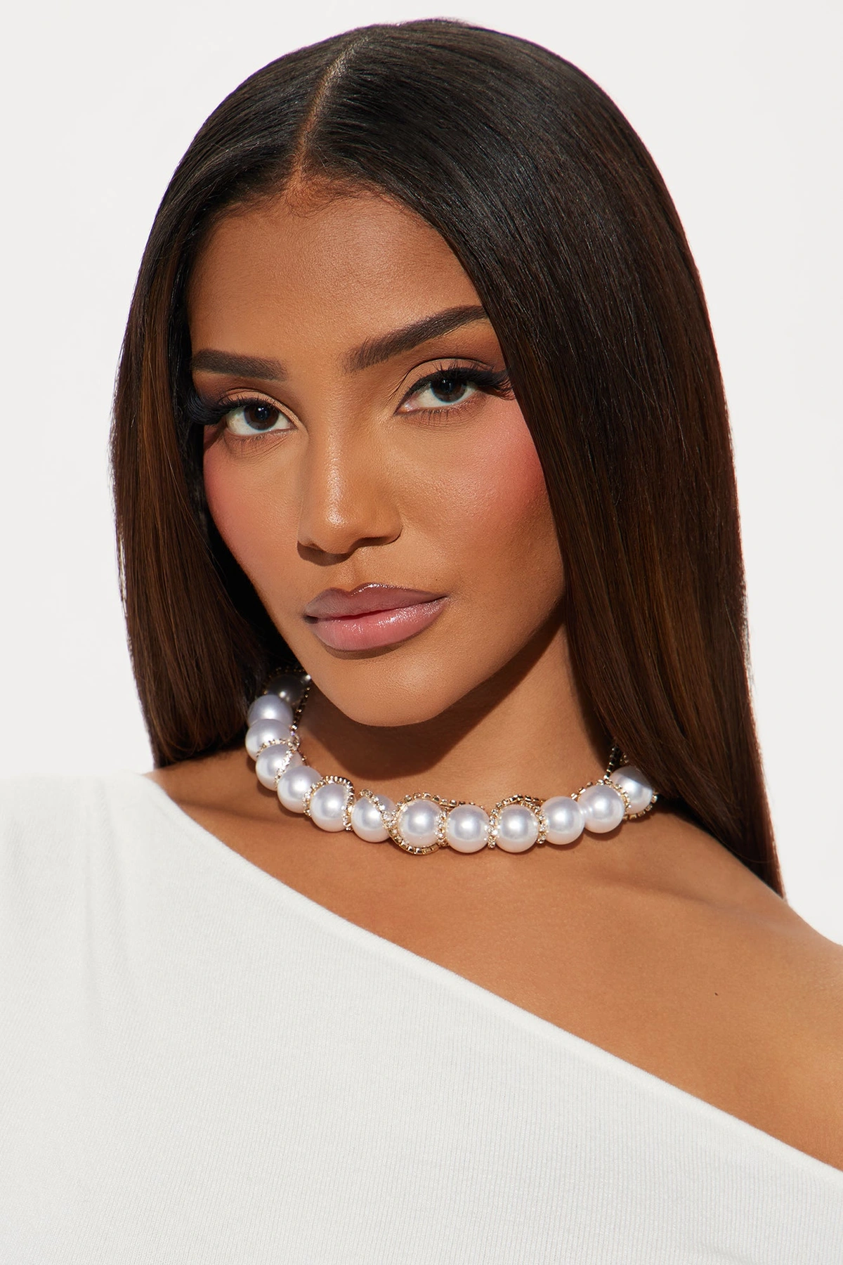 Mixed Signals Pearl Choker - White/combo — Branco/combinação