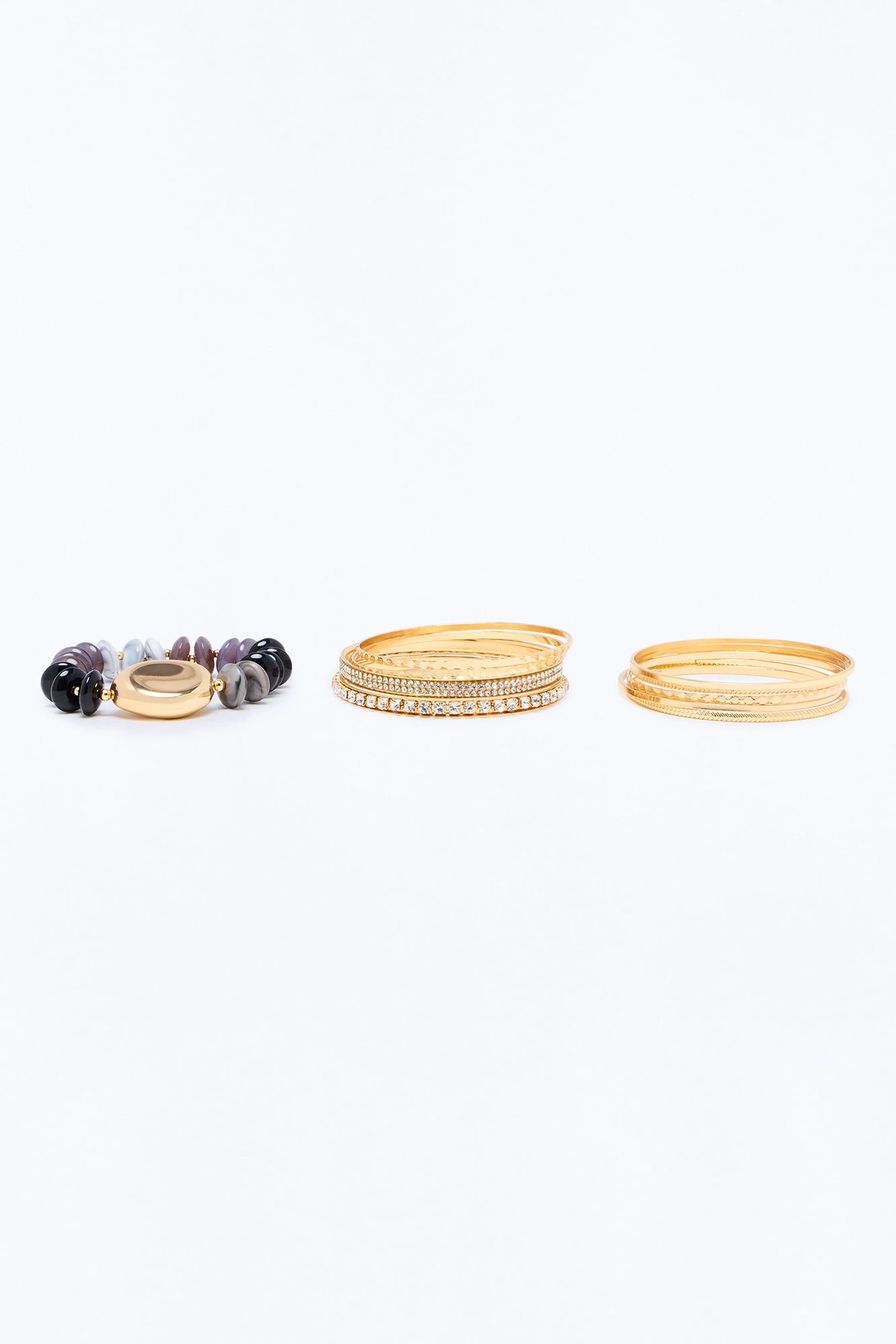 La Cita 10 Piece Bracelet Set - Grey/Gold — Cinzento/Dourado