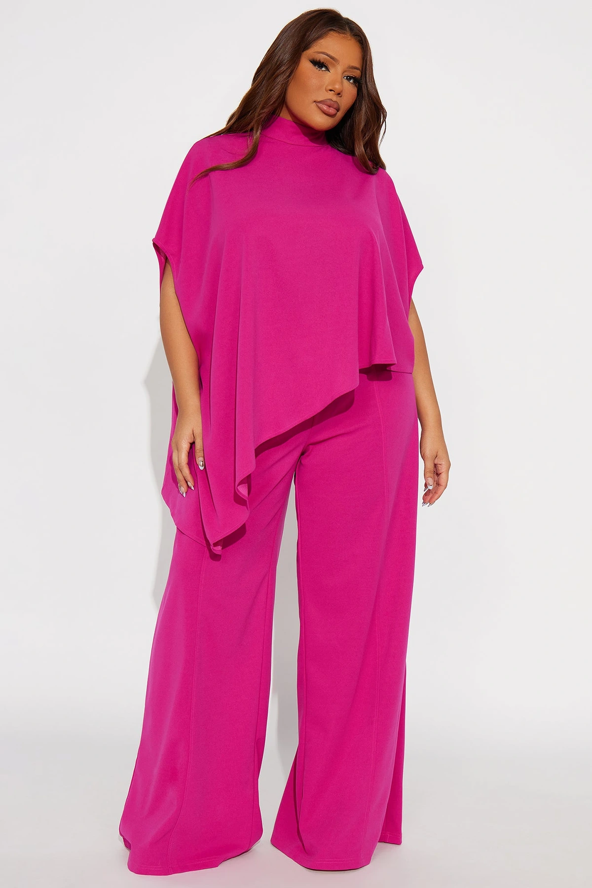 Diana Draped Pant Set - Magenta — Magenta