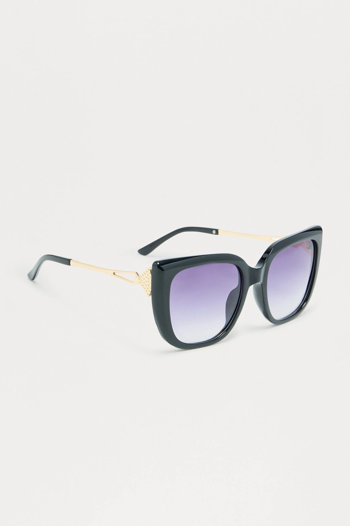 Shade Check Cat Eye Sunglasses - Black — Preto