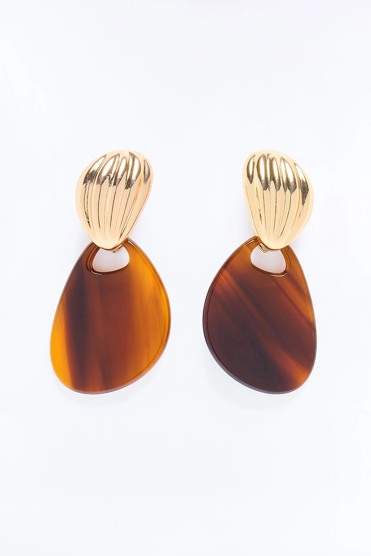 Sunset Kiss Drop Earrings - Gold/Brown — Dourado/Castanho
