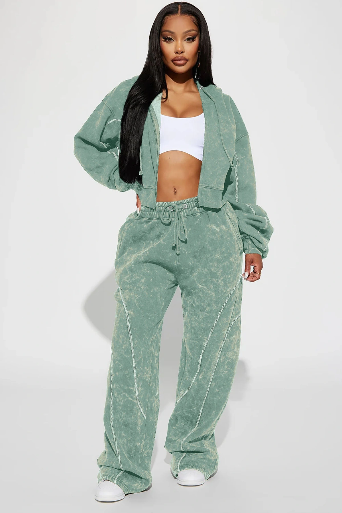 Norah Washed Lounge Pant - Sage — Verde-sálvia