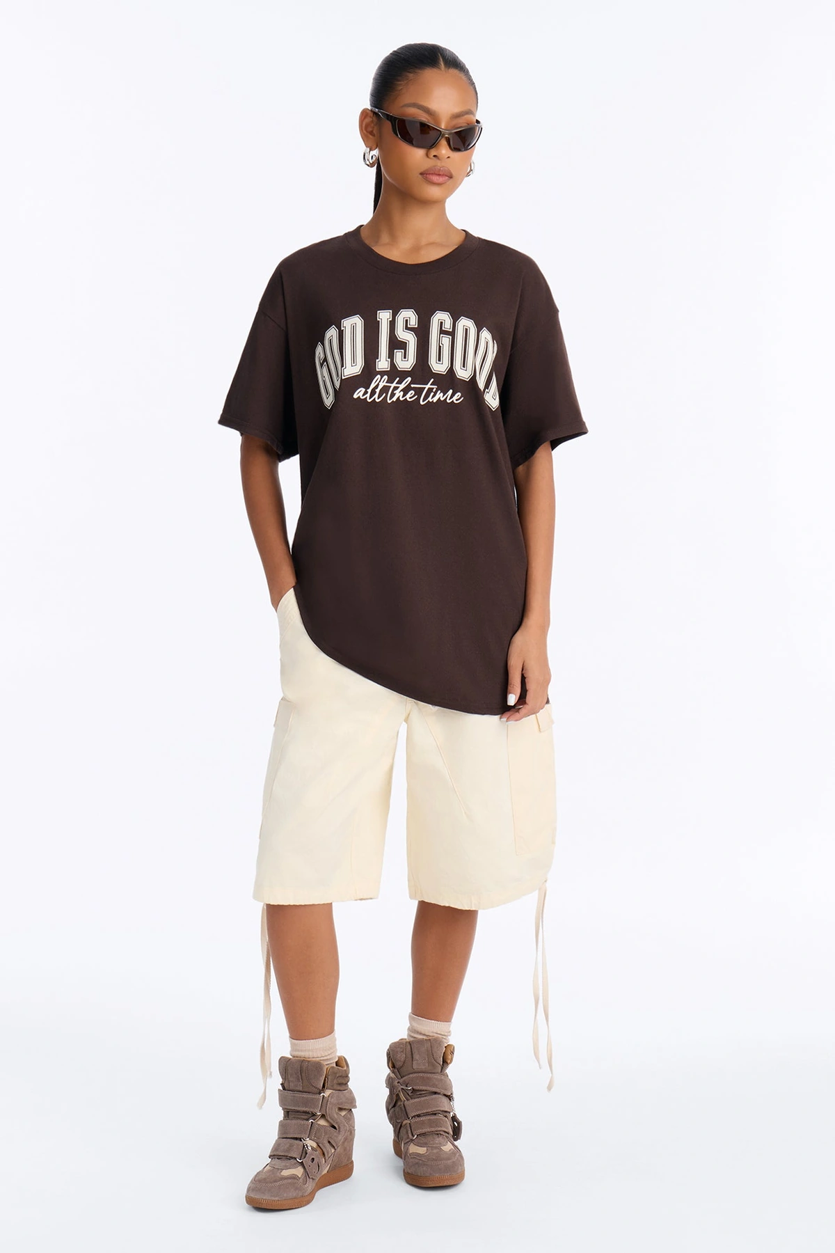 God Is Good All The Time Oversized Tee - Chocolate — Chocolate