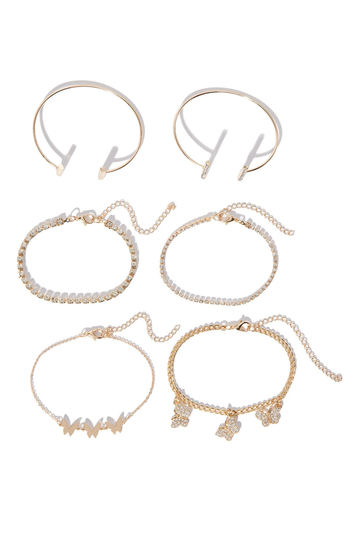 Mini Flutter Butterfly 6 Piece Bracelet Set - Gold — Dourado