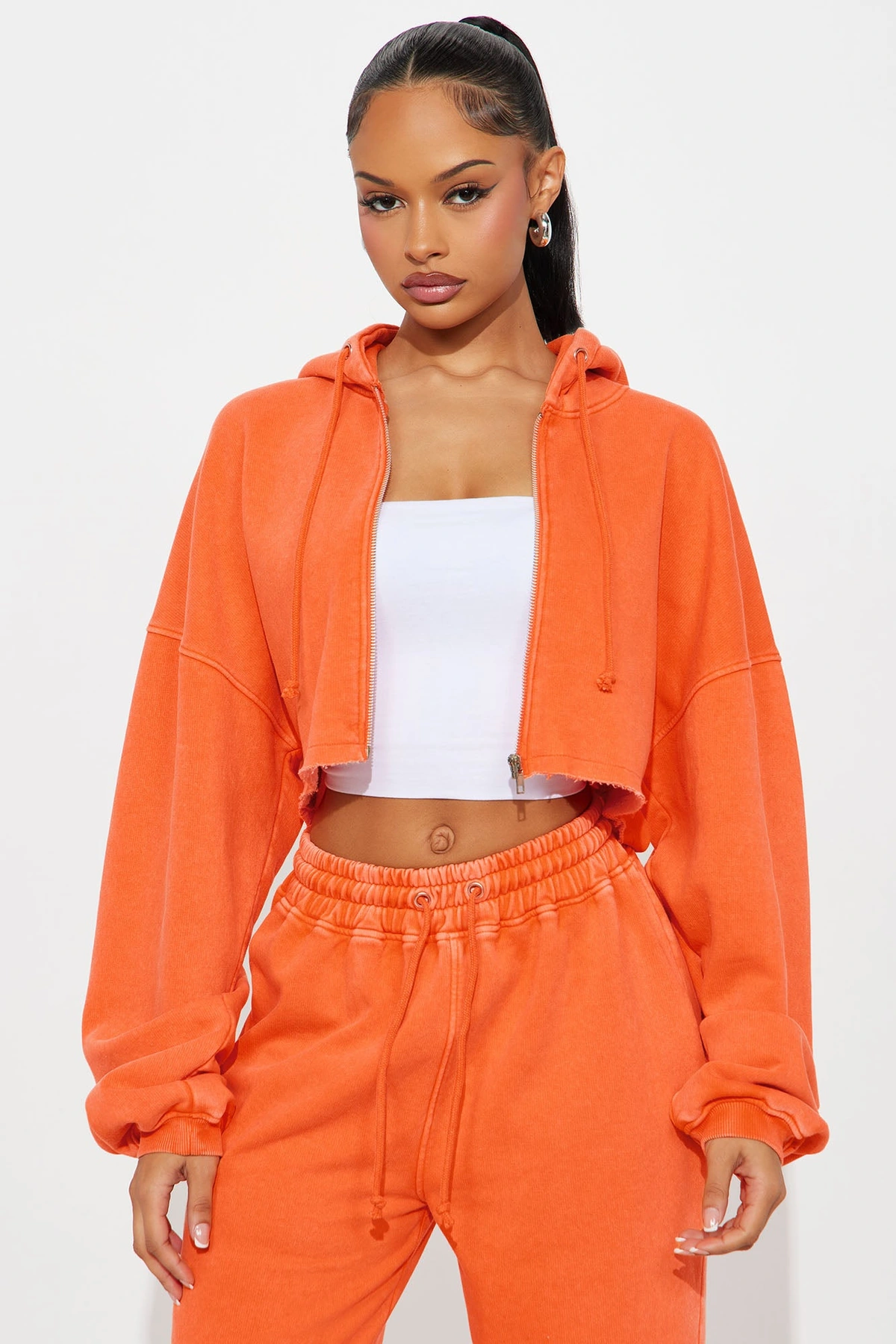 On The Go Fleece Pant Set - Orange — Laranja