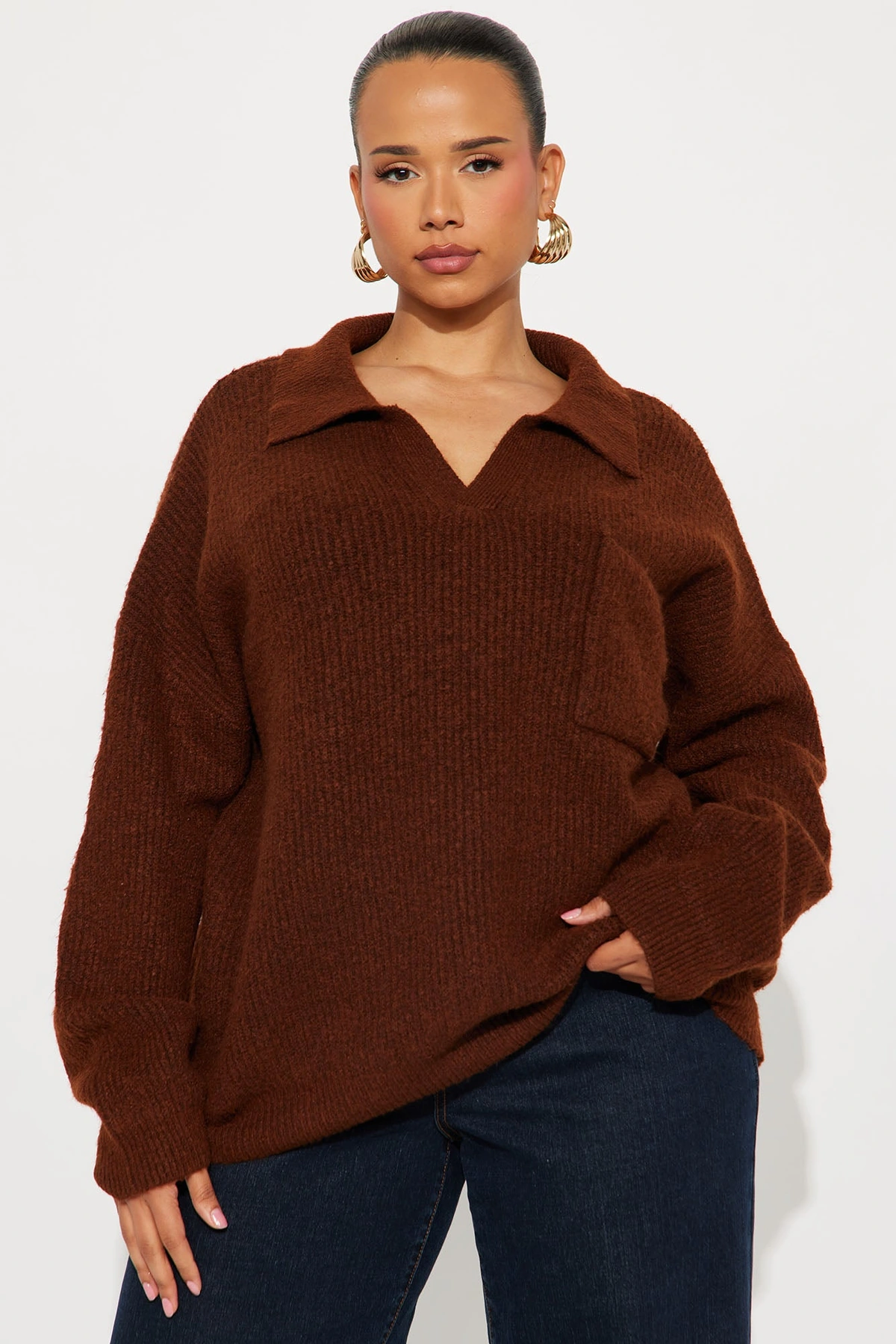 Ollie Polo Sweater - Brown — Castanho