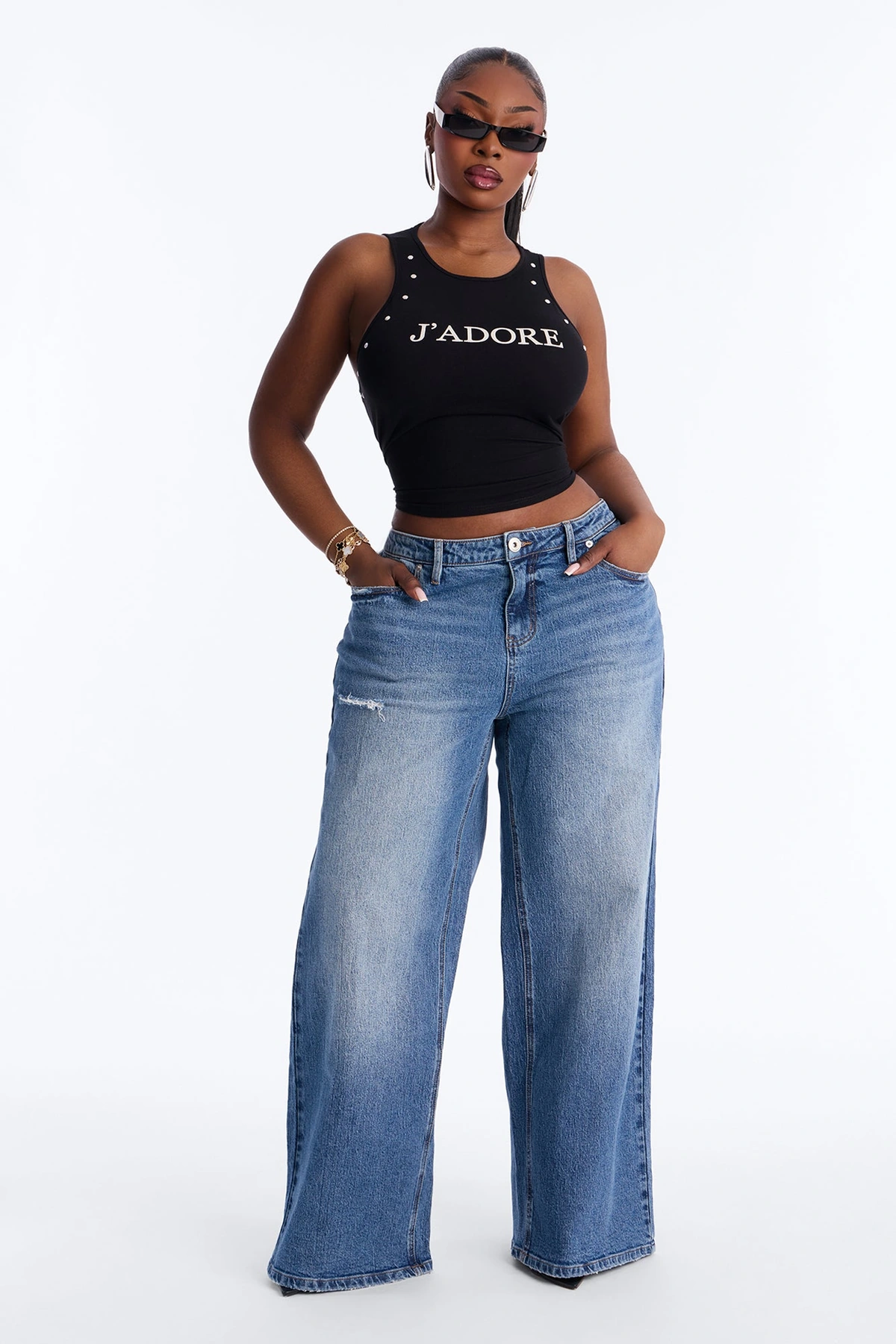 J'adore Studded Tank Top - Black — Preto