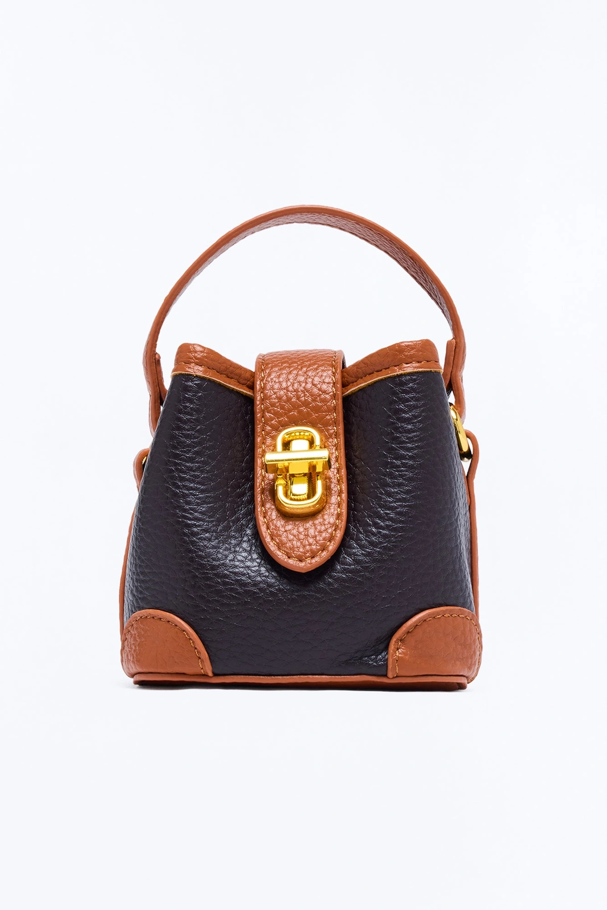 Don't Need Much Faux Leather Mini Satchel Handbag - Brown/combo — Castanho/combinação