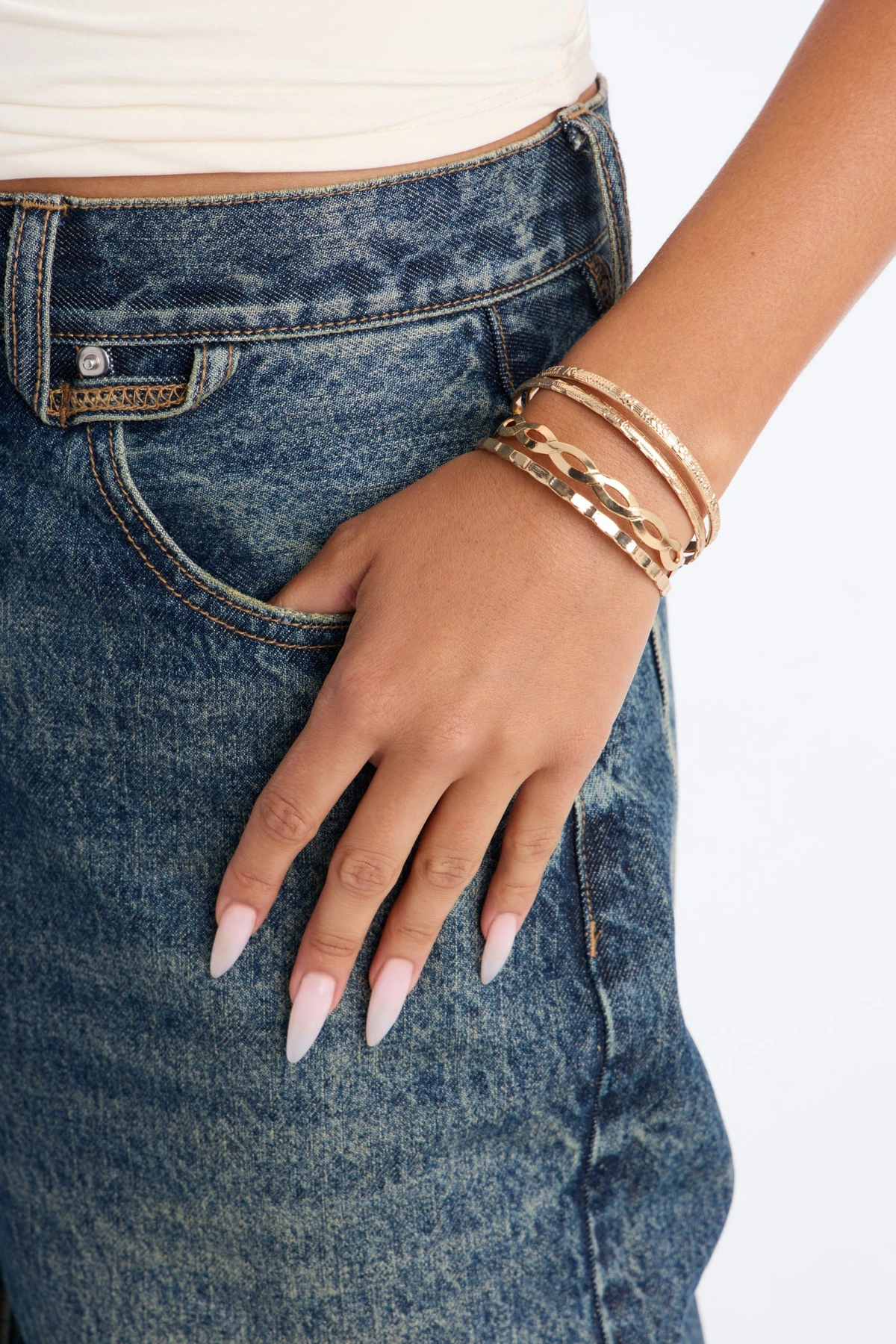 Elena 4 Piece Bangle Set - Gold — Dourado